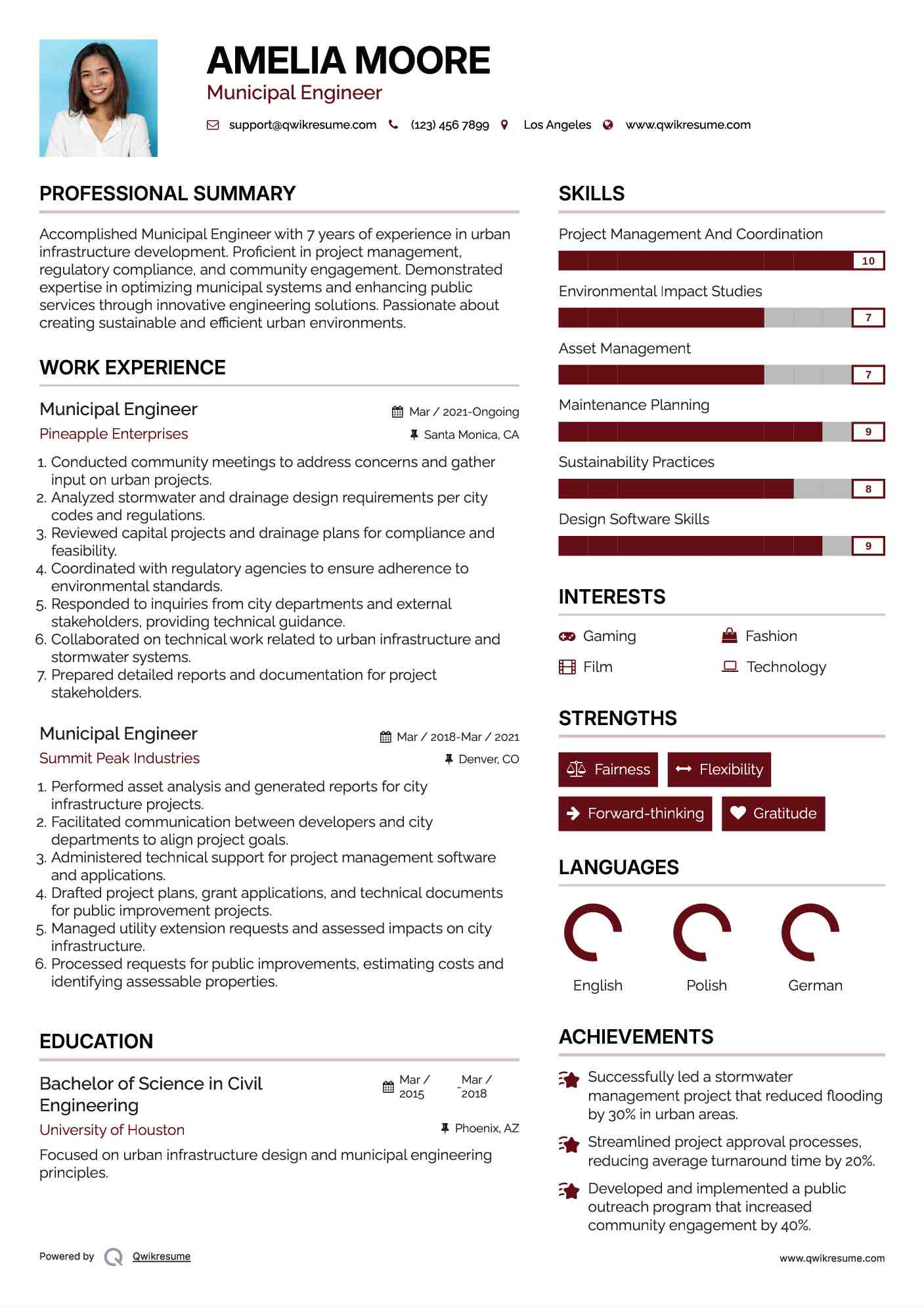 Municipal Engineer Resume Format