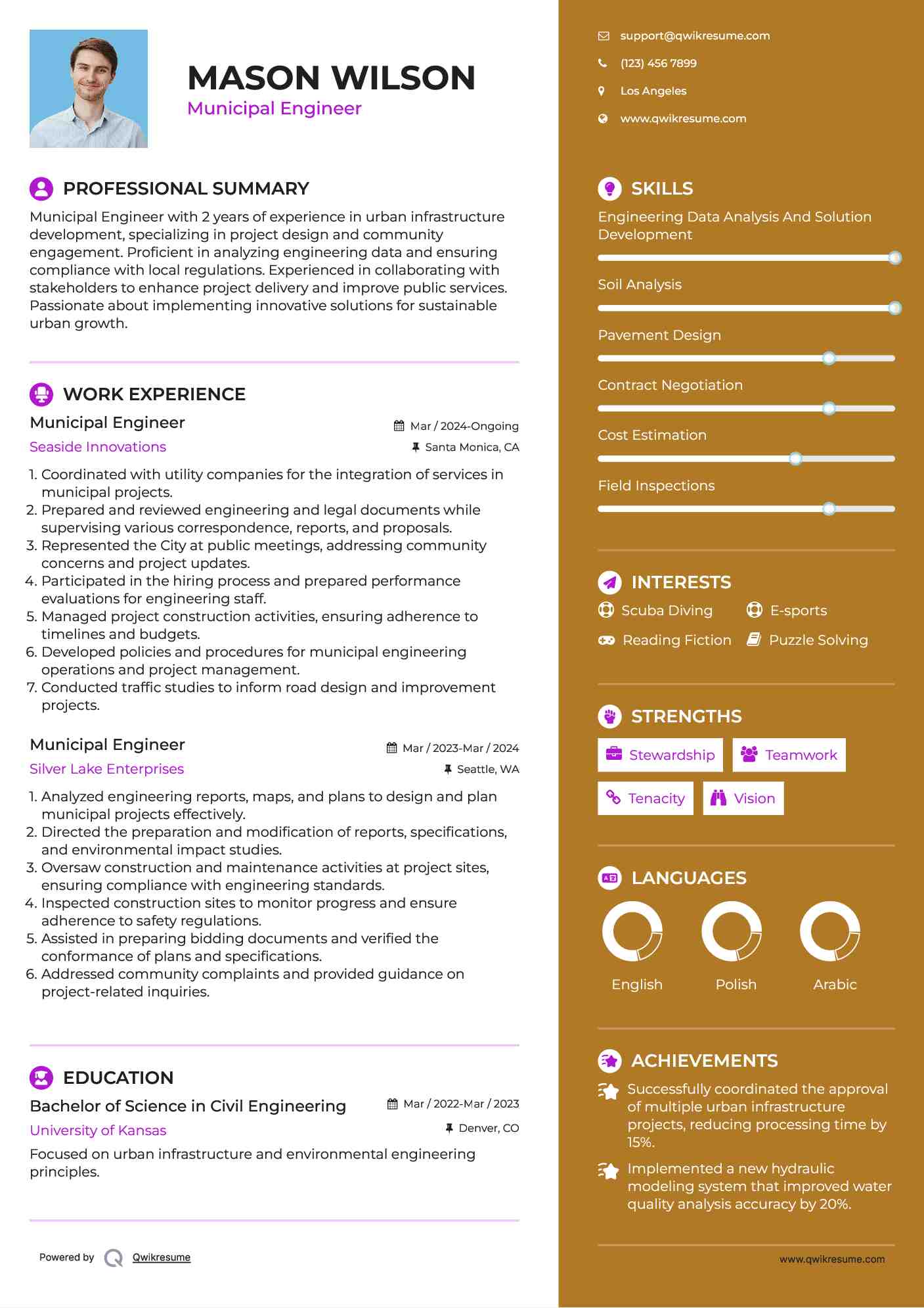 Municipal Engineer Resume Format