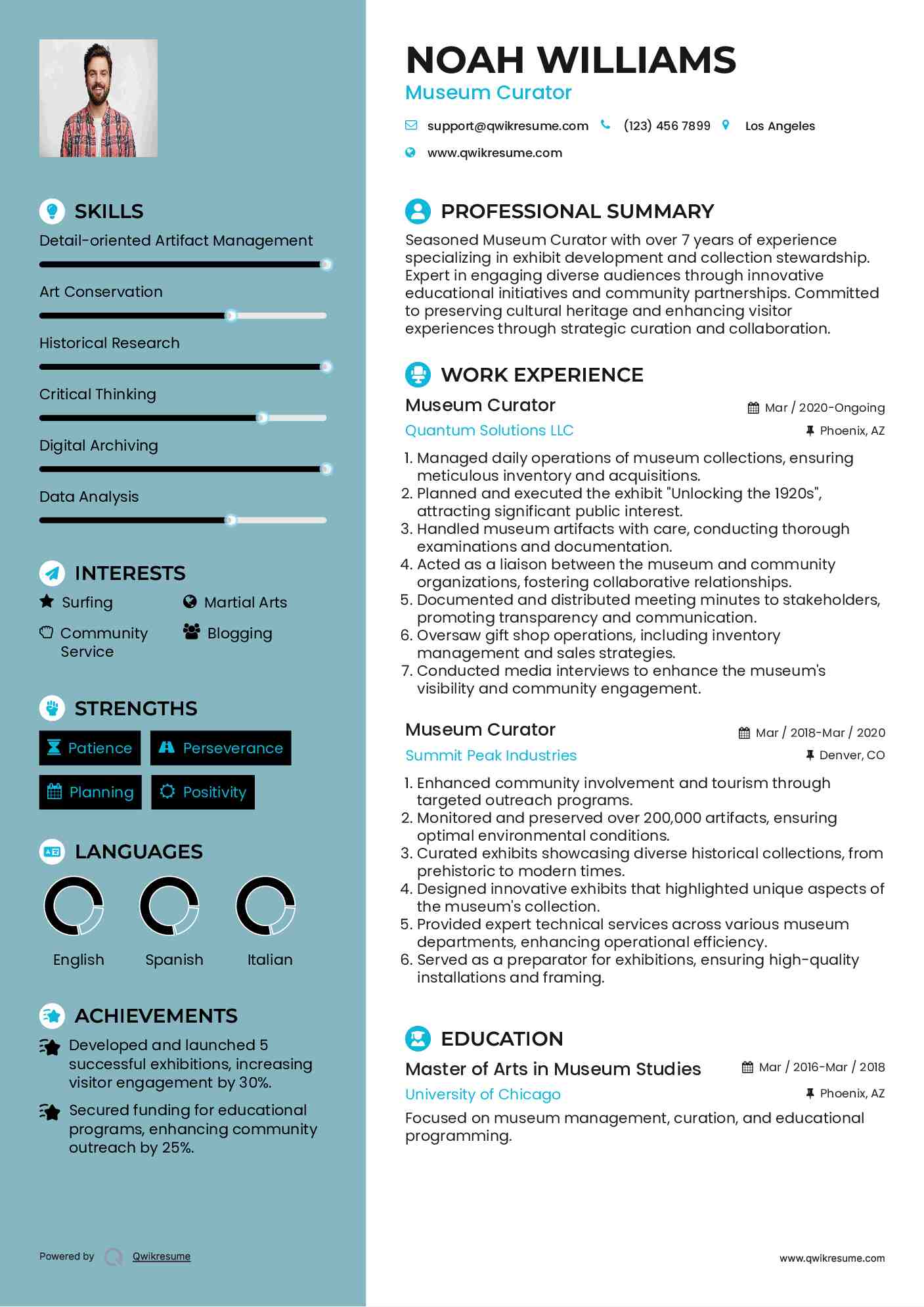 Museum Curator Resume Model