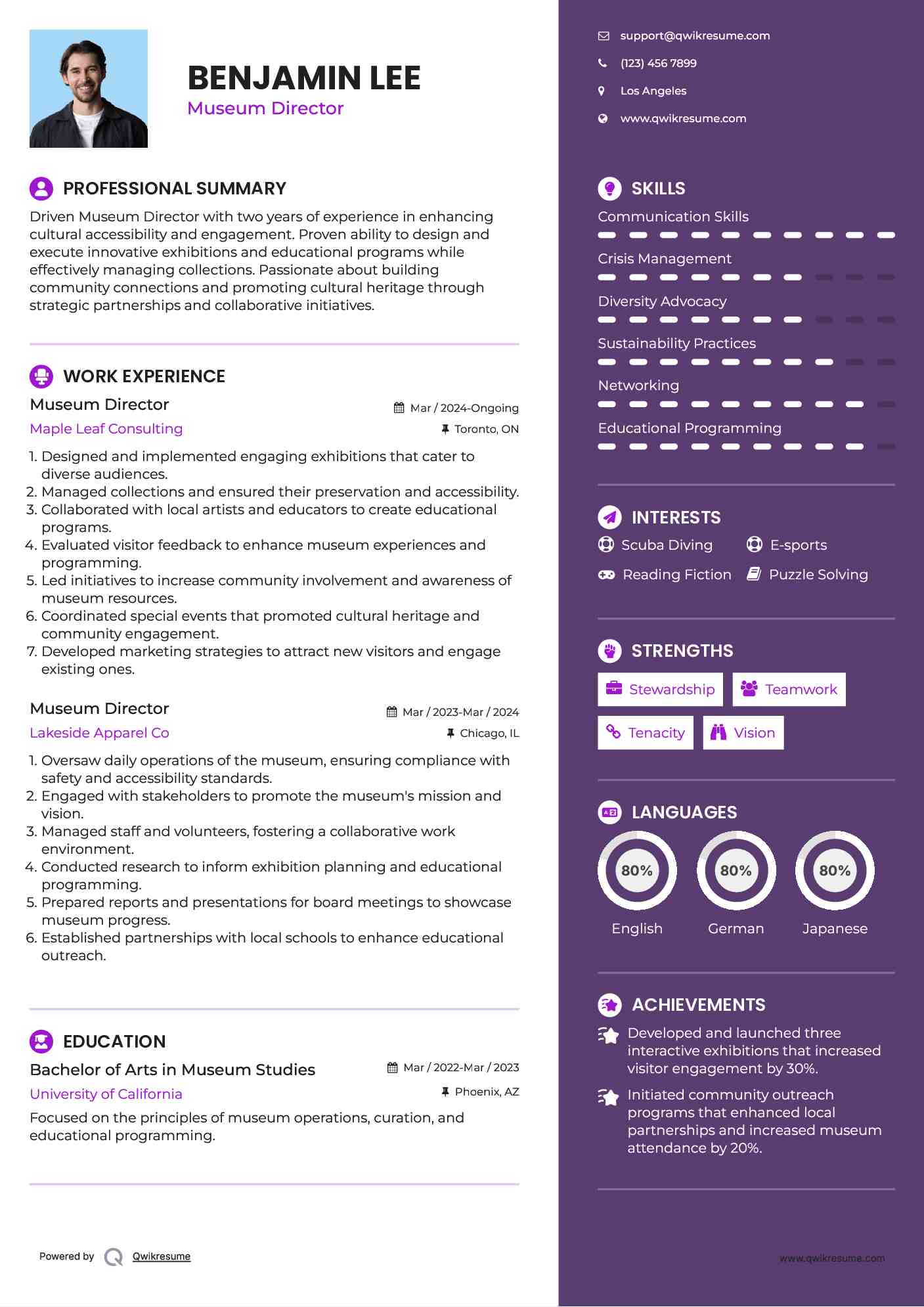 Museum Director Resume Example