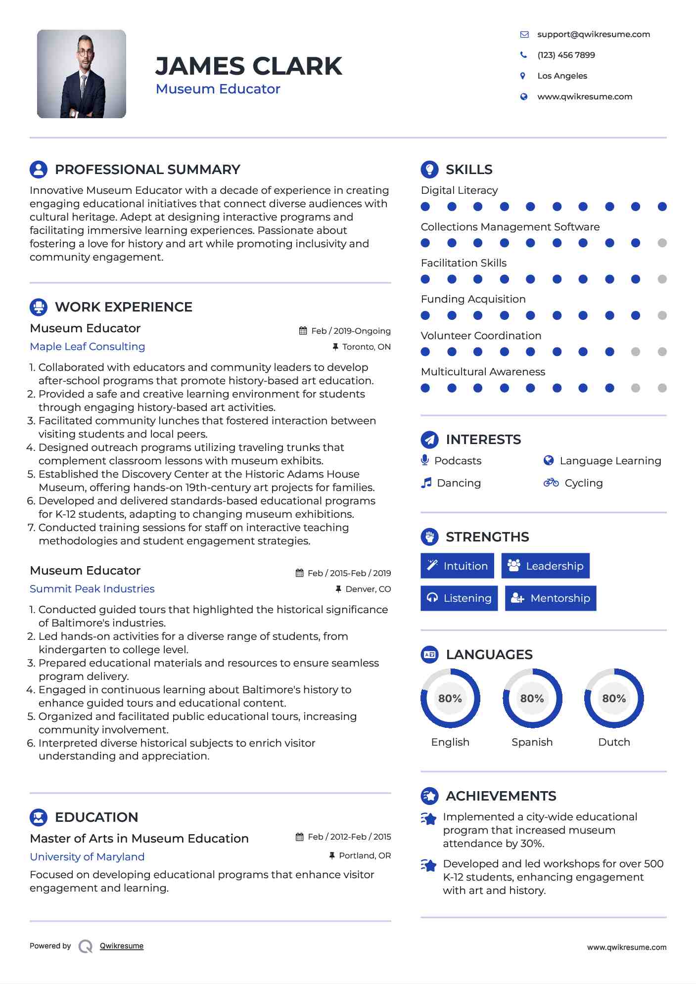 Museum Educator Resume Format