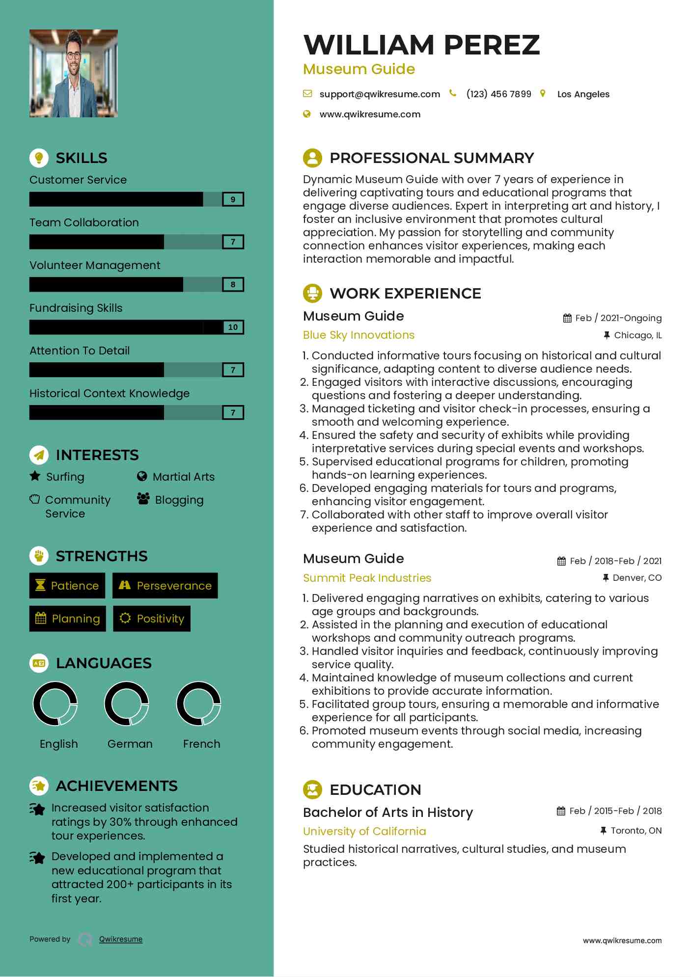 Museum Guide Resume Template