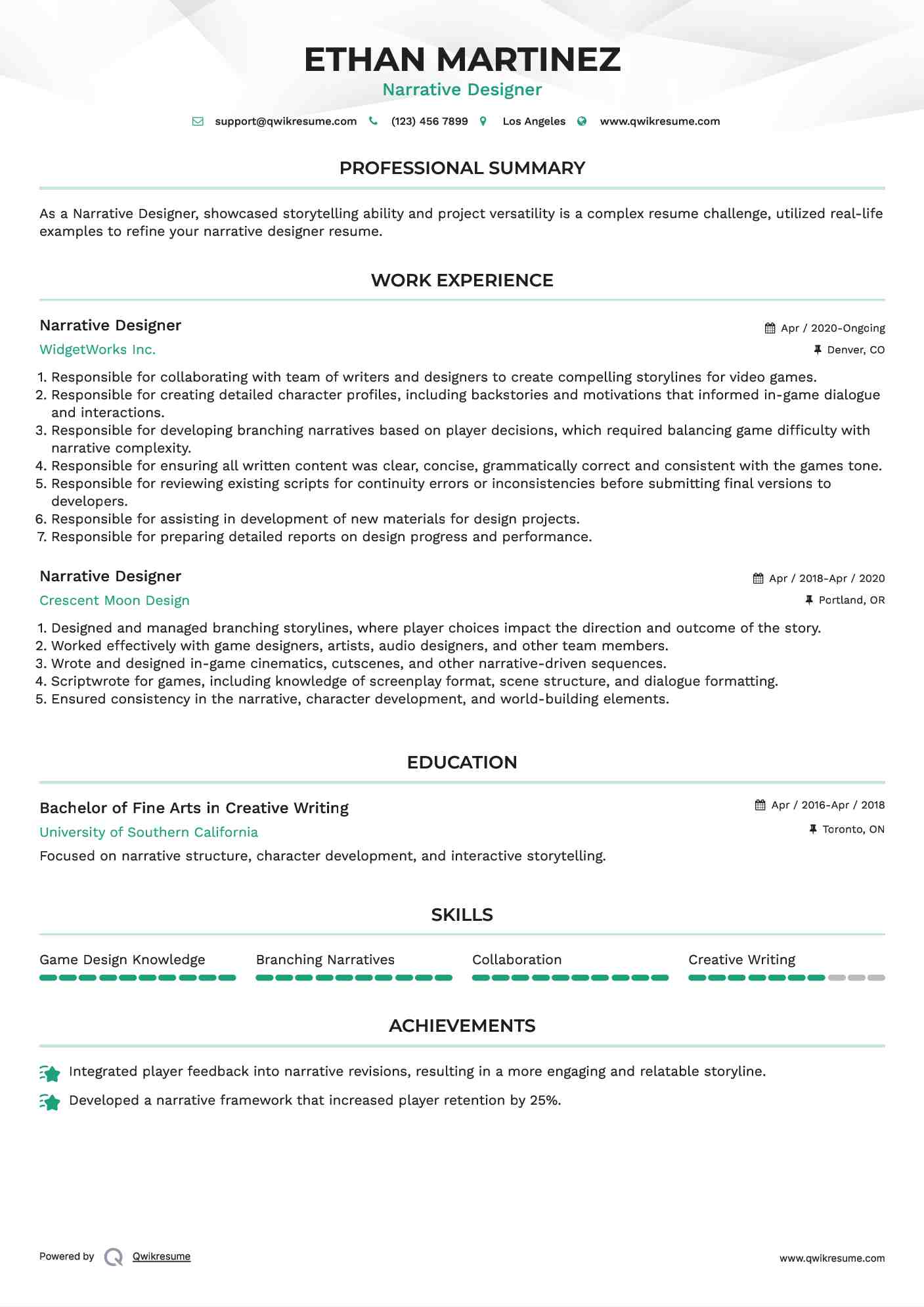 10 Narrative Designer Resume Samples - Narrative Designer 1728479984 Pdf 