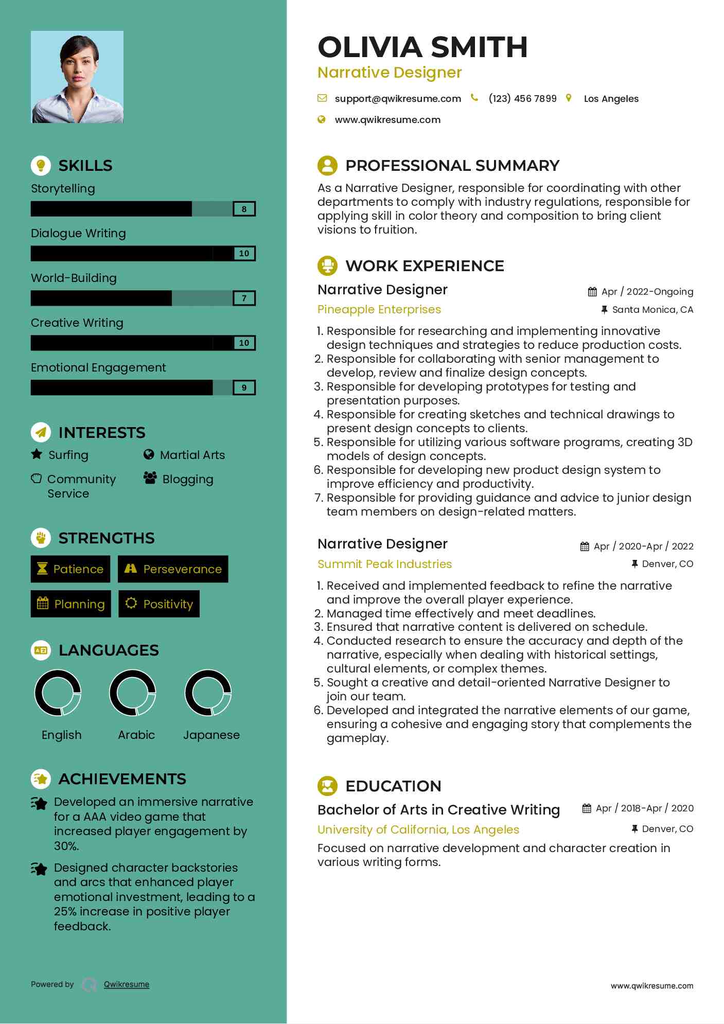 10 Narrative Designer Resume Samples - Narrative Designer 1728480243 Pdf 