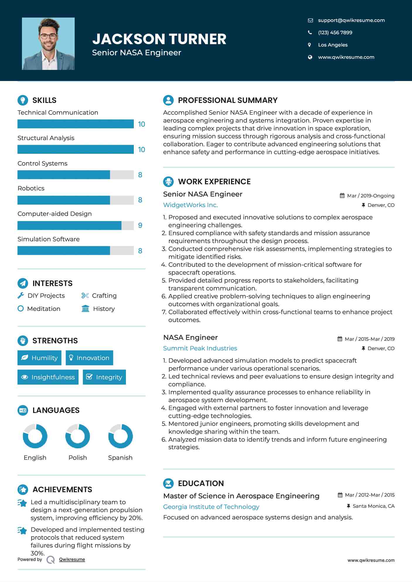 Senior NASA Engineer Resume Template