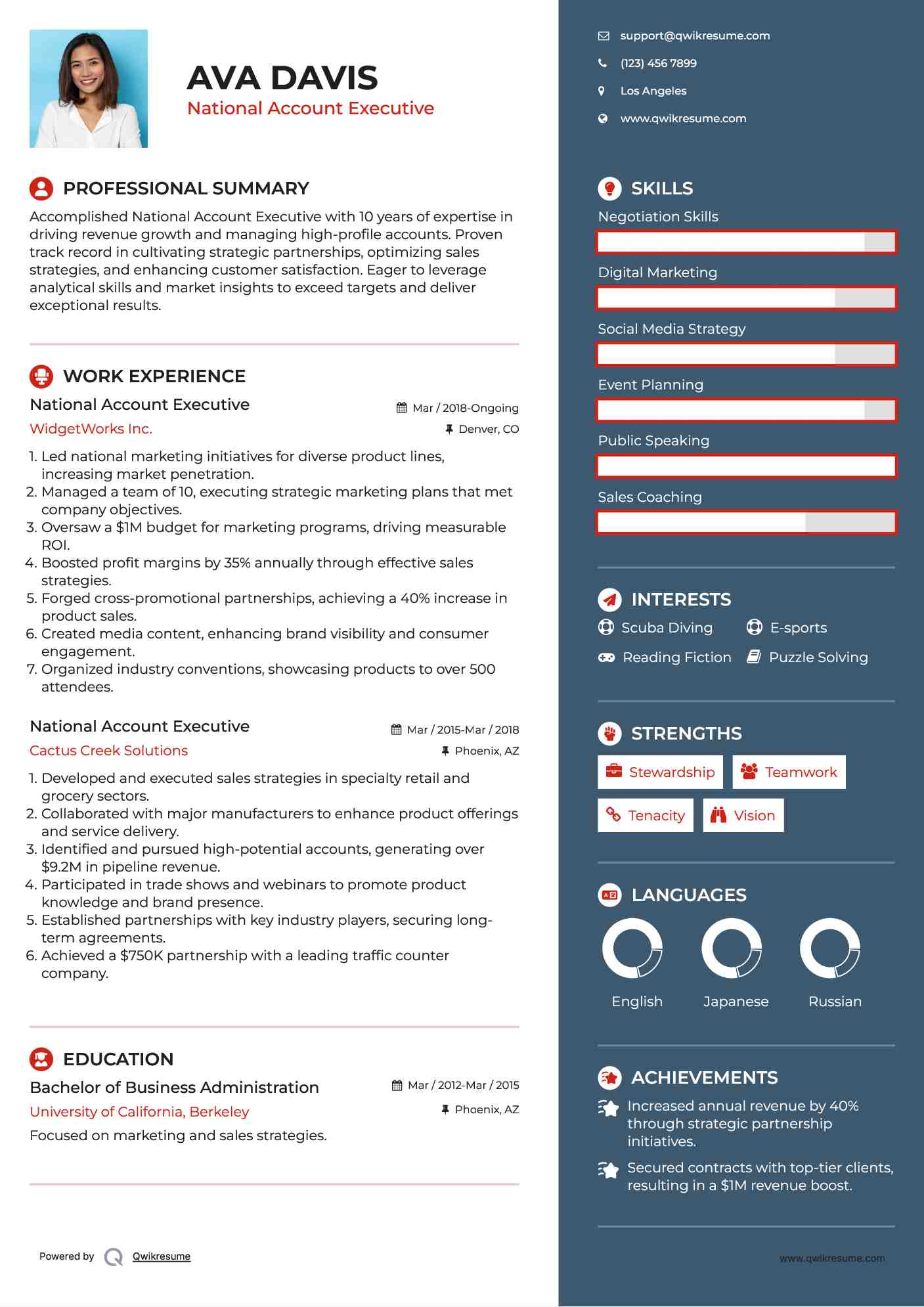 National Account Executive Resume Format