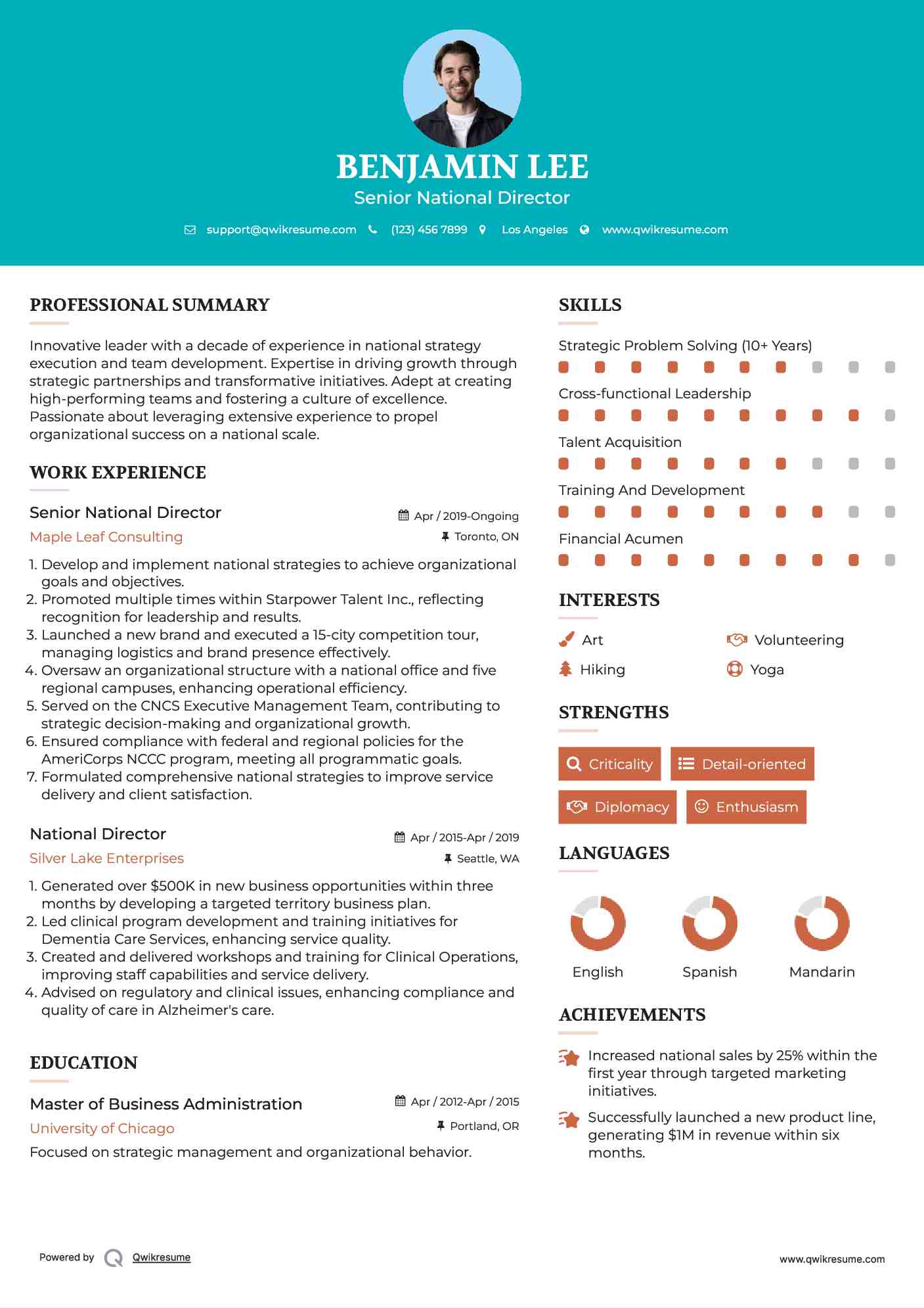 Senior National Director Resume Template
