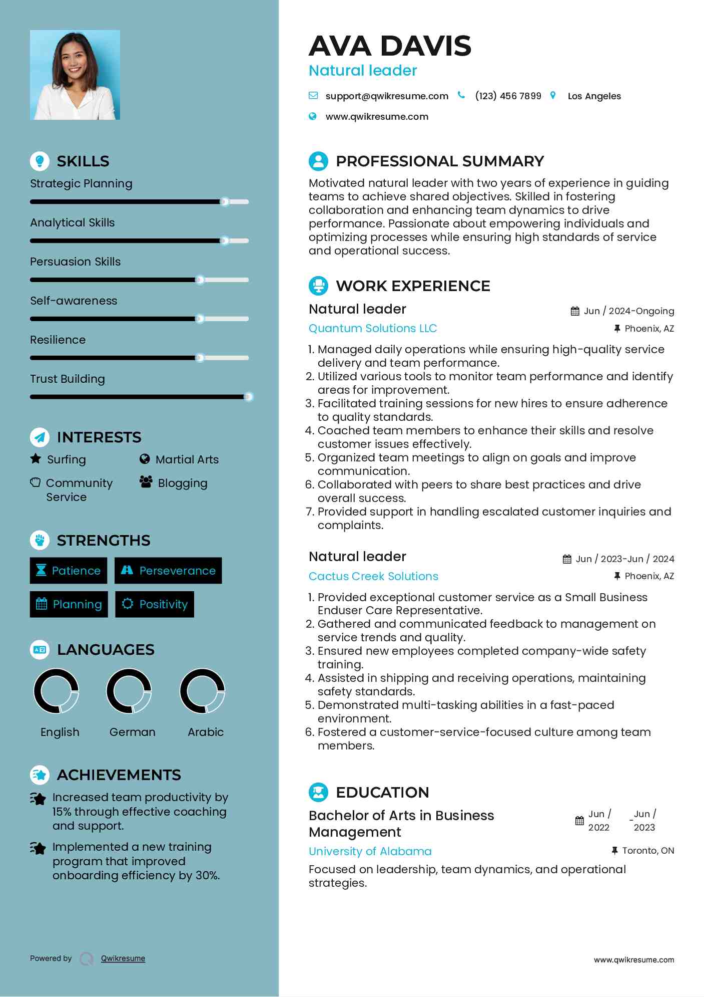 Natural leader Resume Model