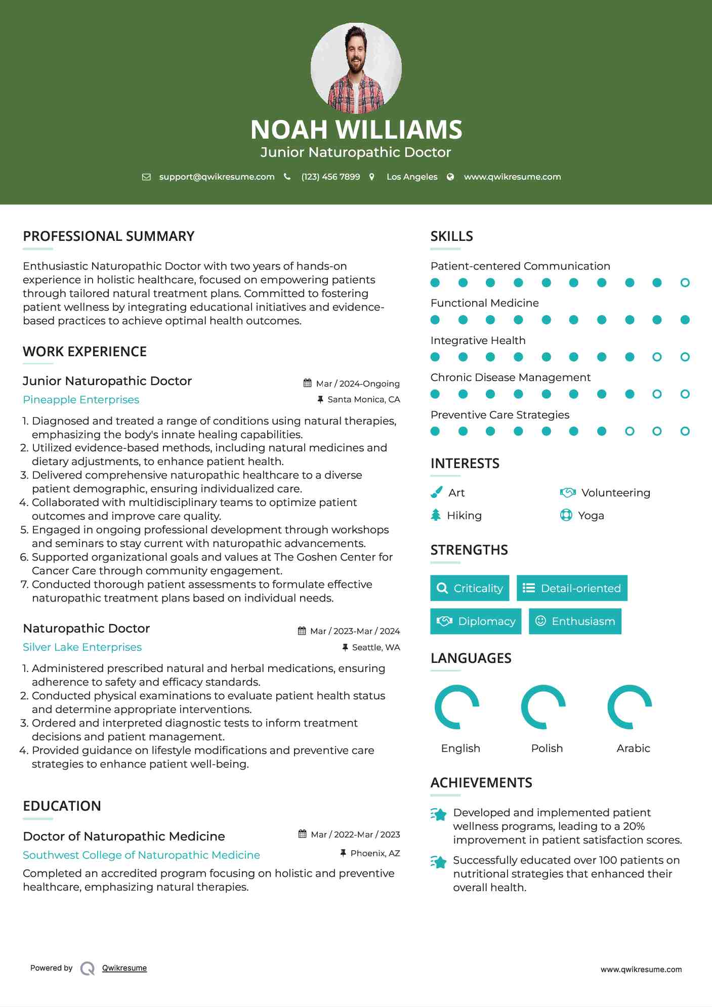 Junior Naturopathic Doctor Resume Format