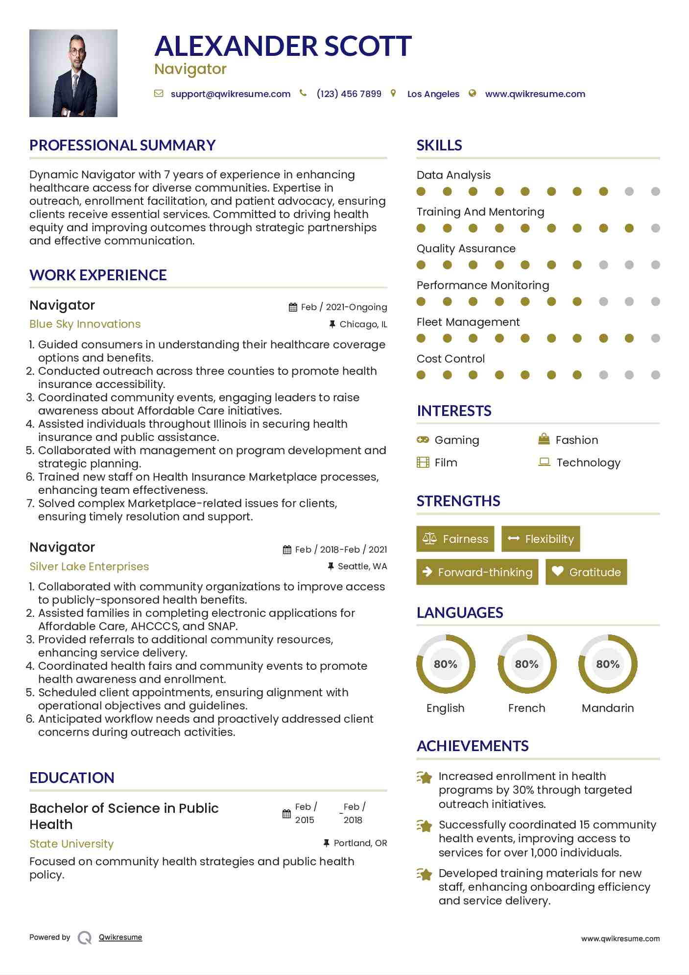 Navigator Resume Example
