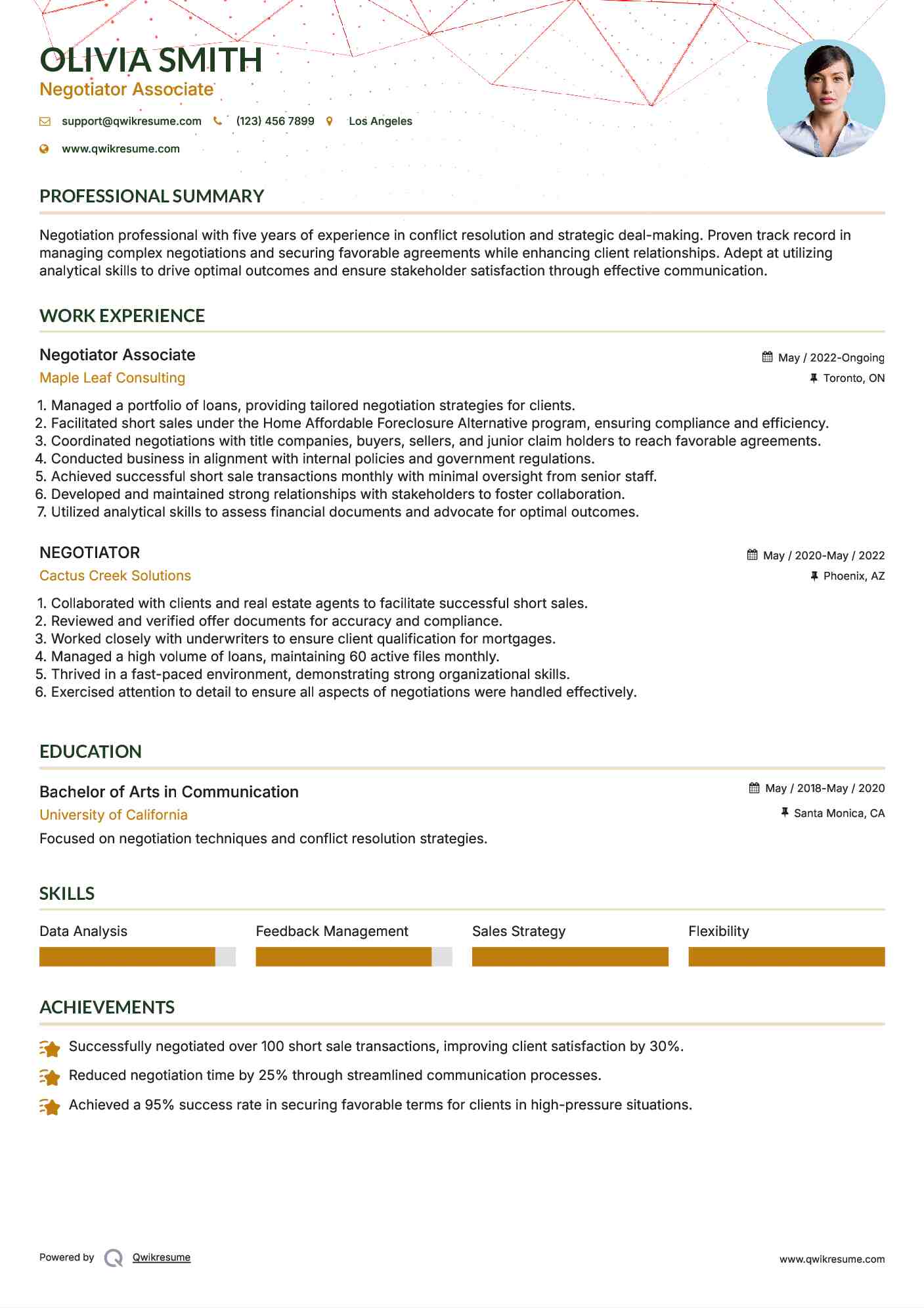 Negotiator Associate Resume Template