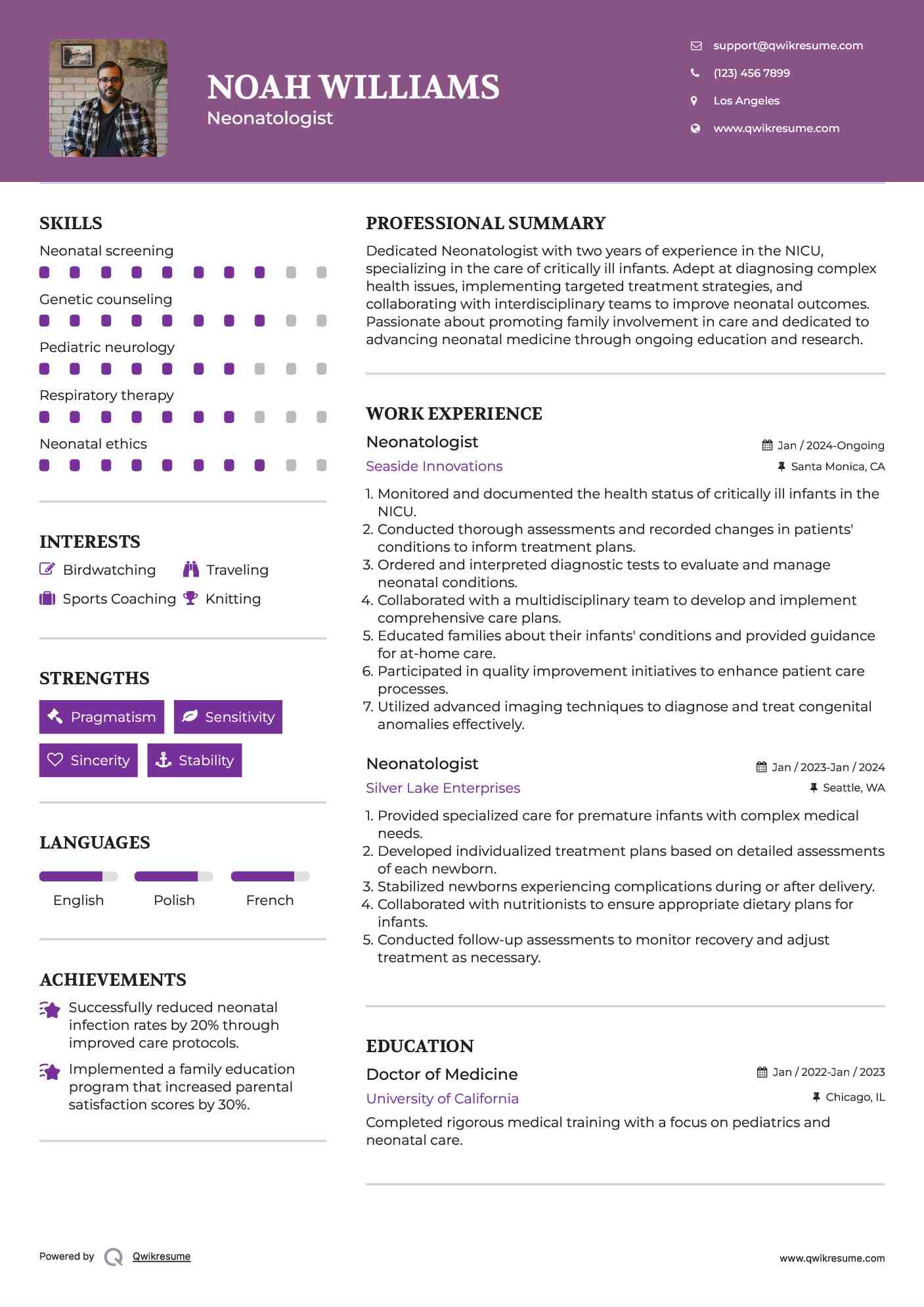 Neonatologist Resume Template