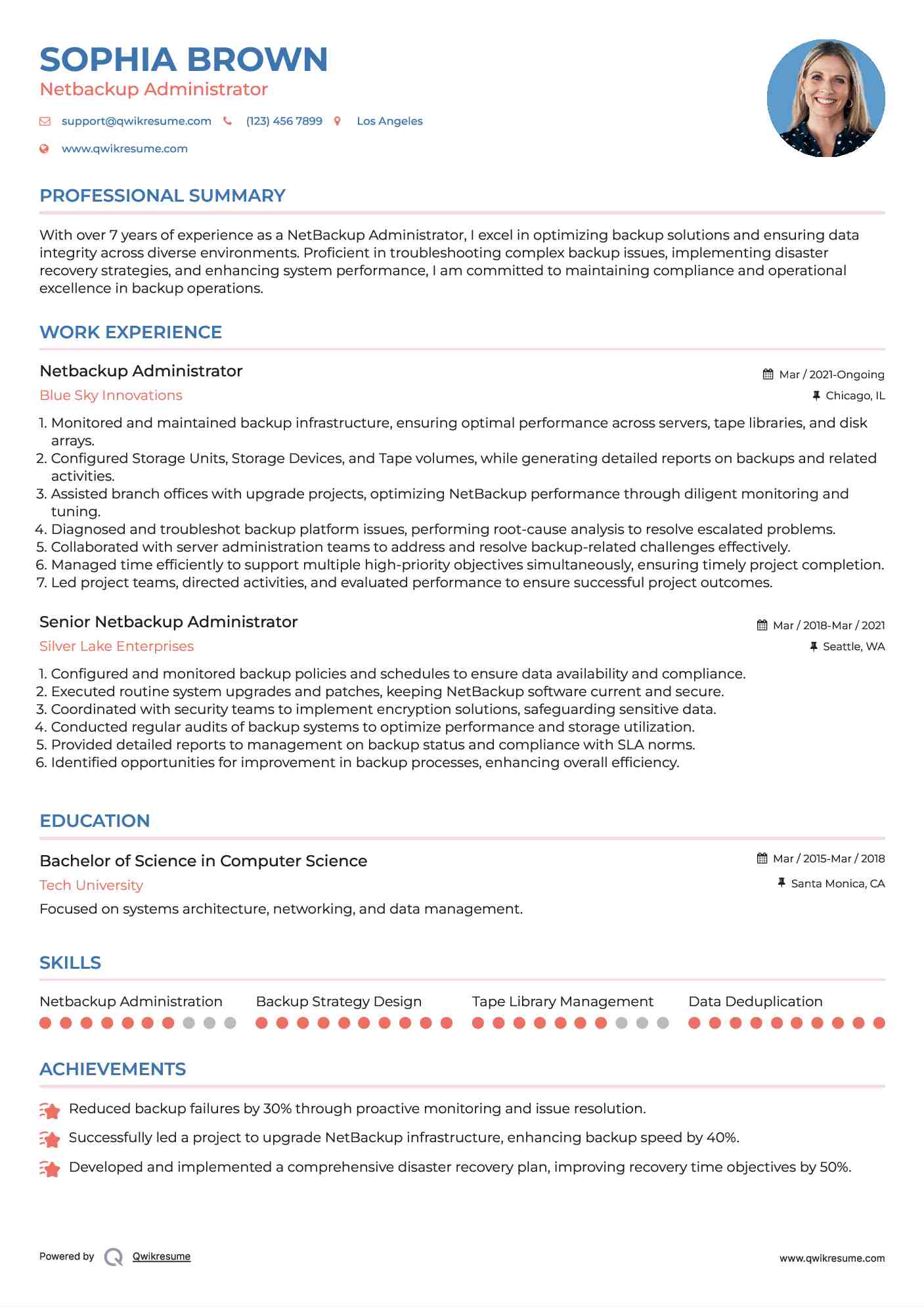 Netbackup Administrator Resume Example
