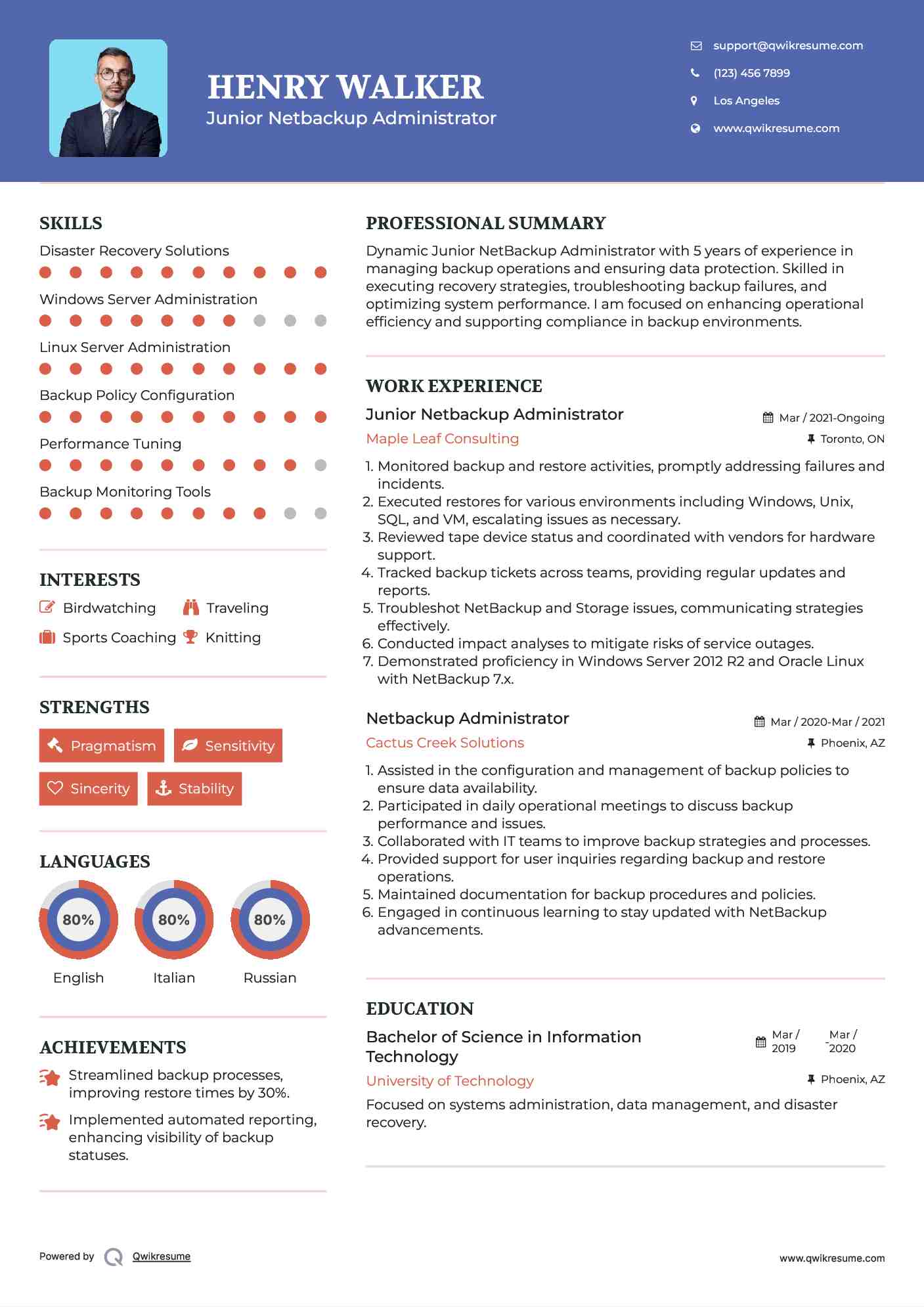 Junior Netbackup Administrator Resume Format