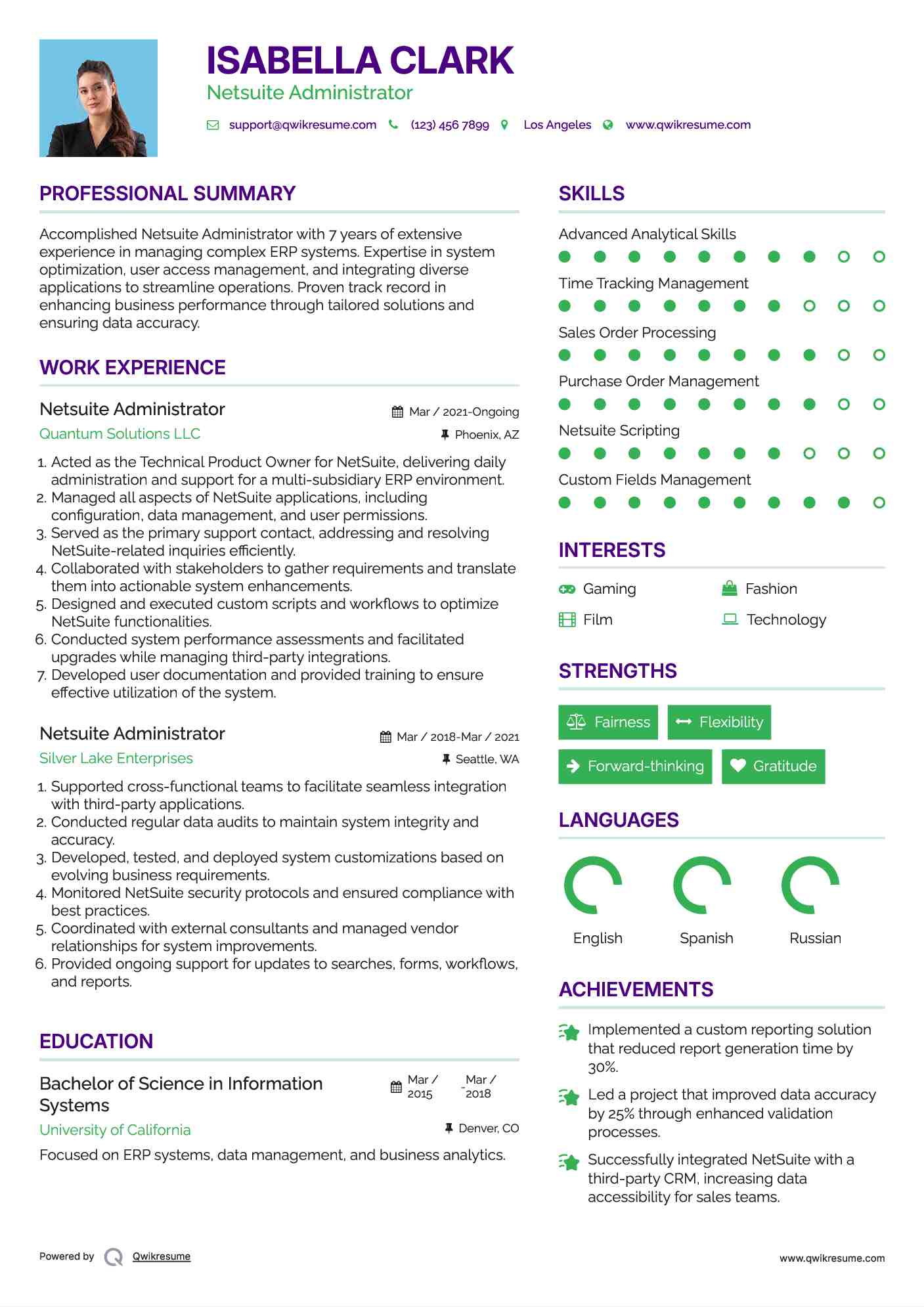 Netsuite Administrator Resume Format