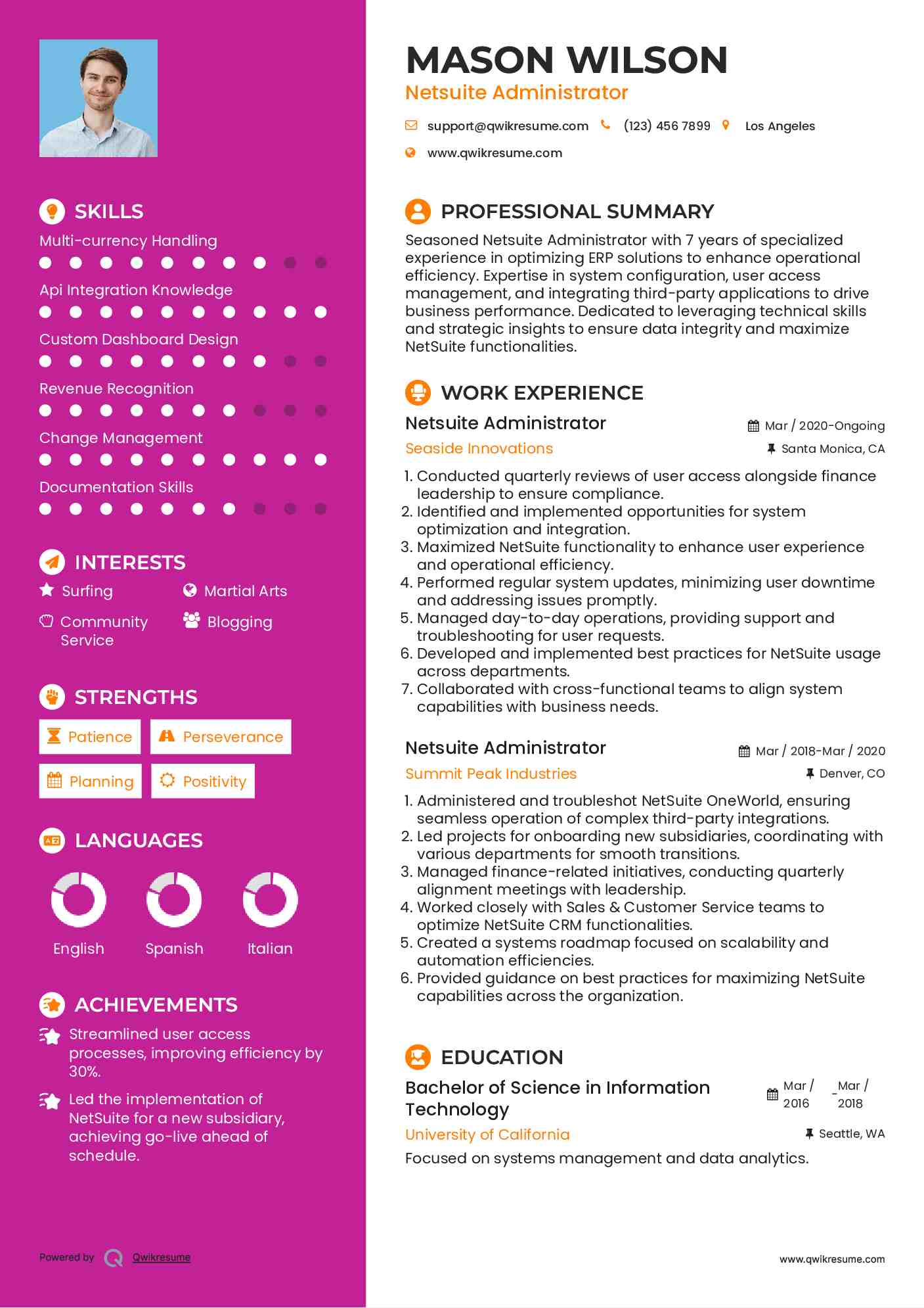 Netsuite Administrator Resume Model