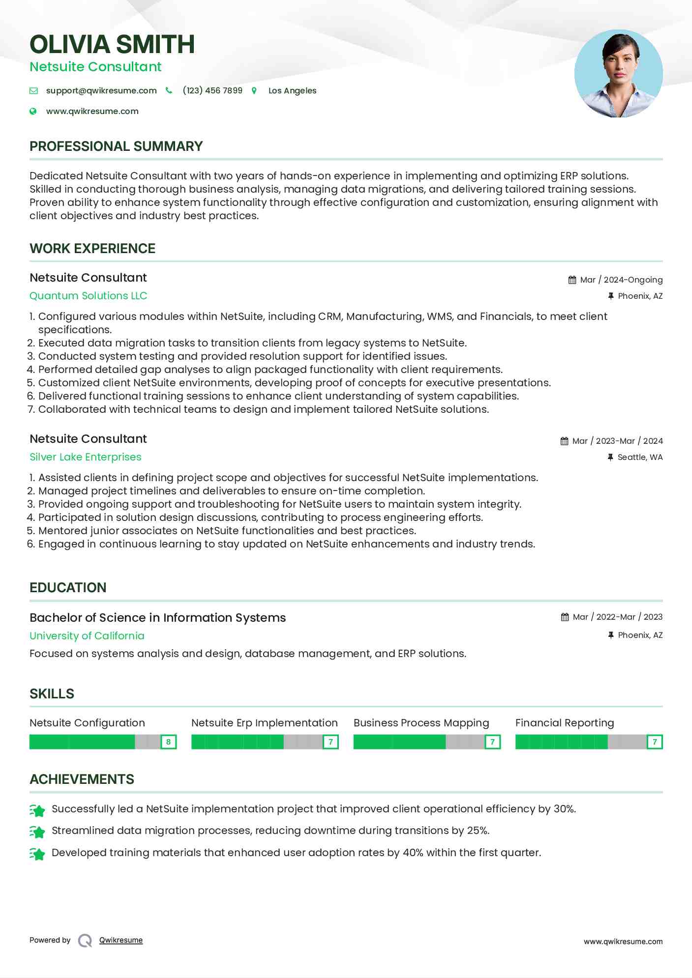 Netsuite Consultant Resume Format
