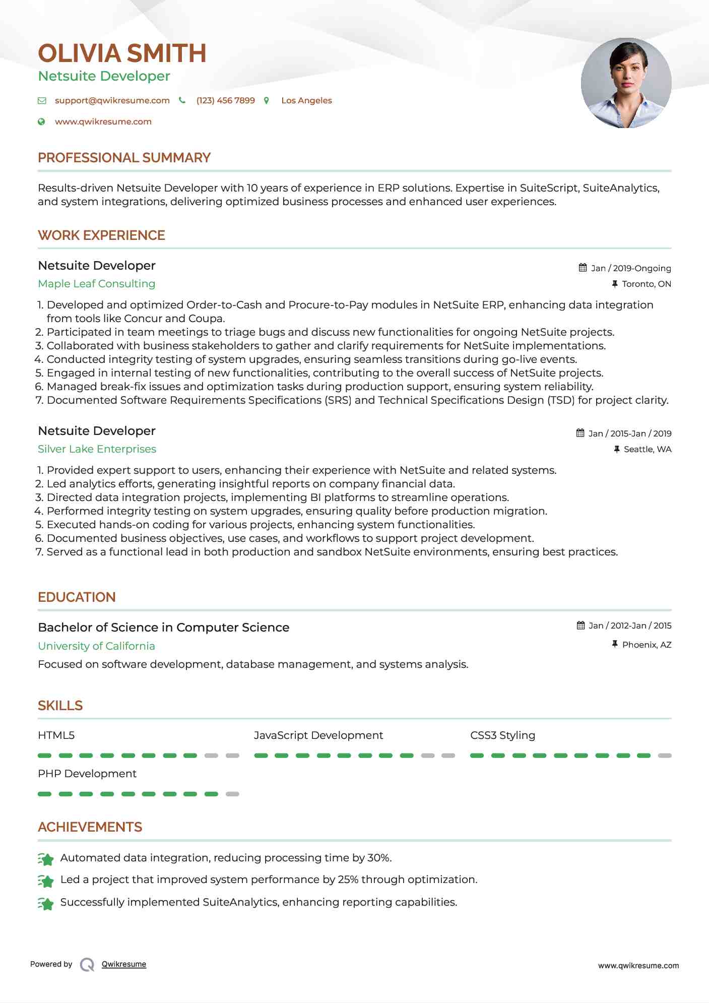 Netsuite Developer Resume Format