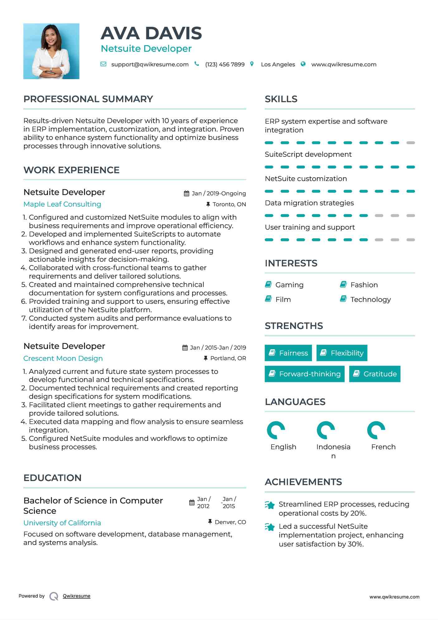 Netsuite Developer Resume Sample