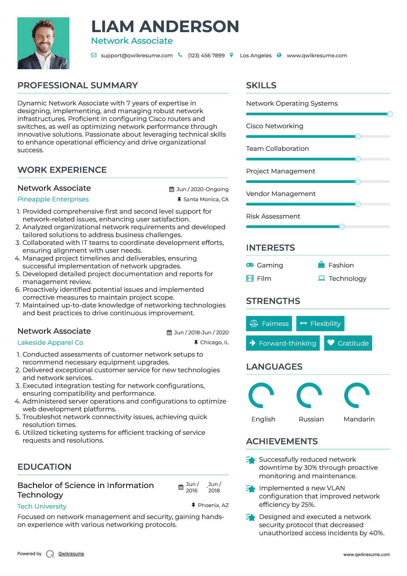 Network Associate Resume Sample