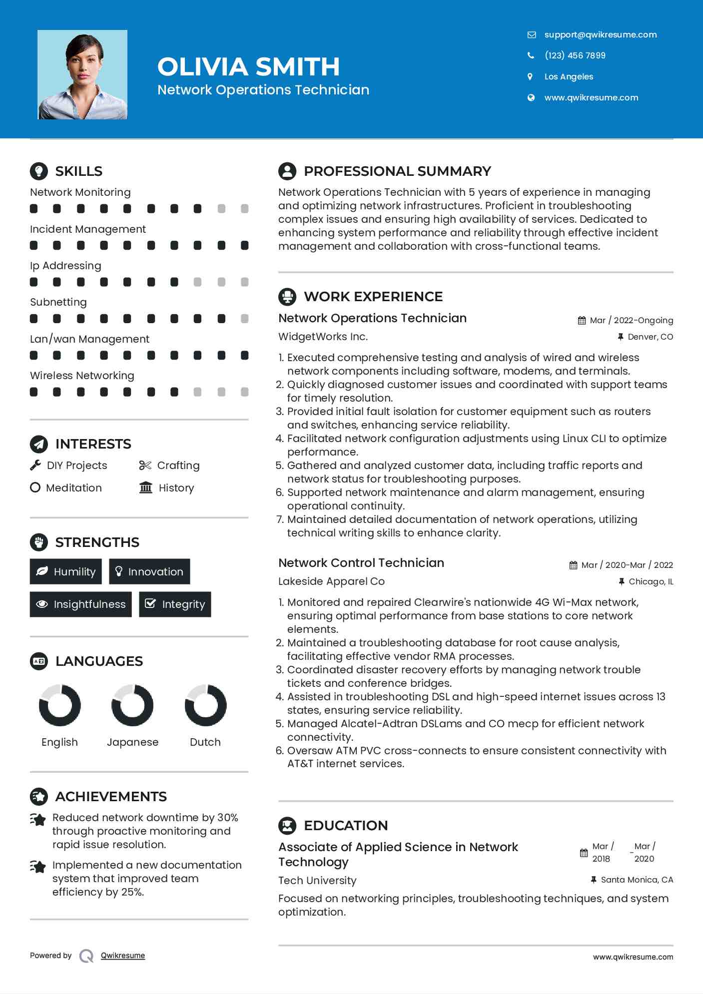 Network Control Technician Resume Samples QwikResume