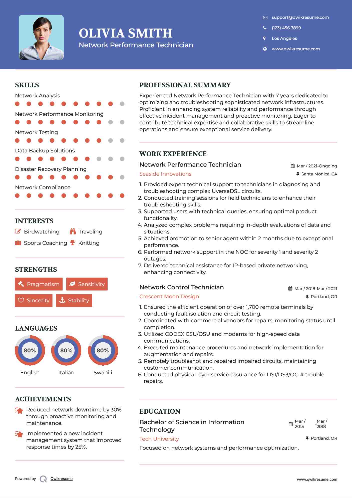 Network Control Technician Resume Samples QwikResume