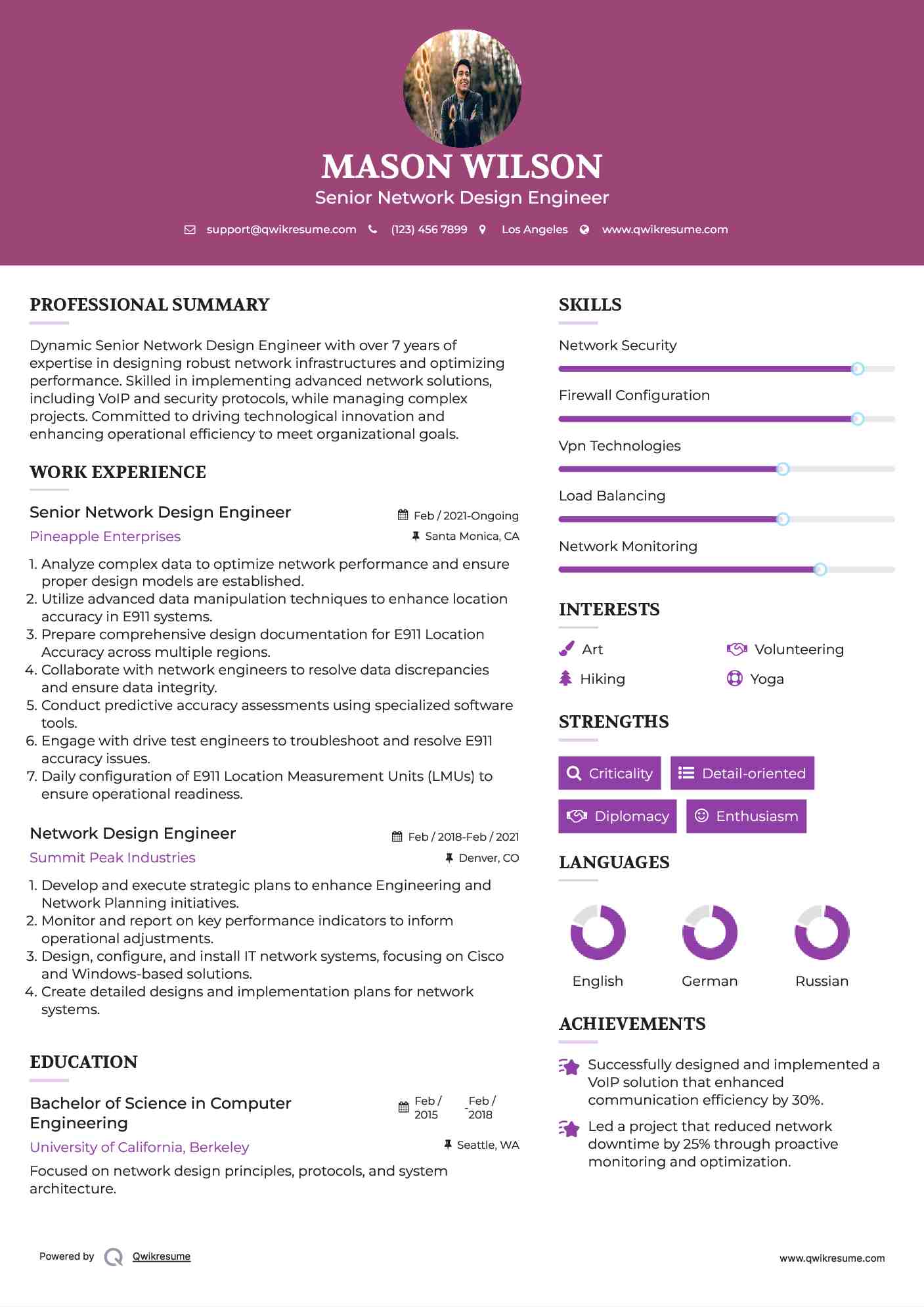 10+ Network Design Engineer Resume Samples & Templates for 2025