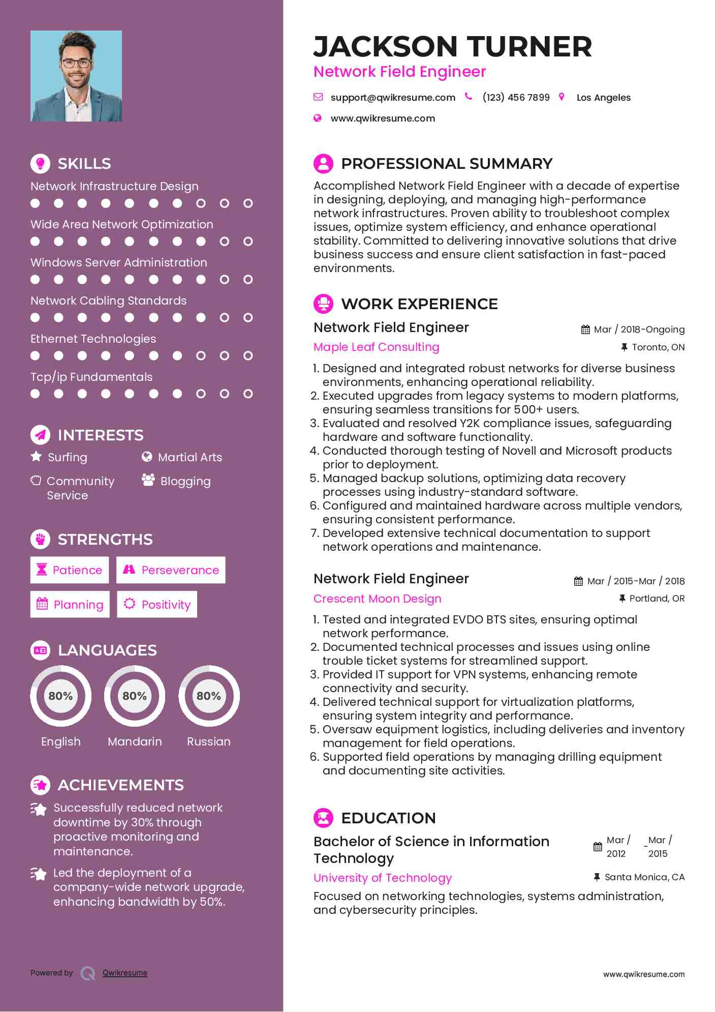 Network Field Engineer Resume Model