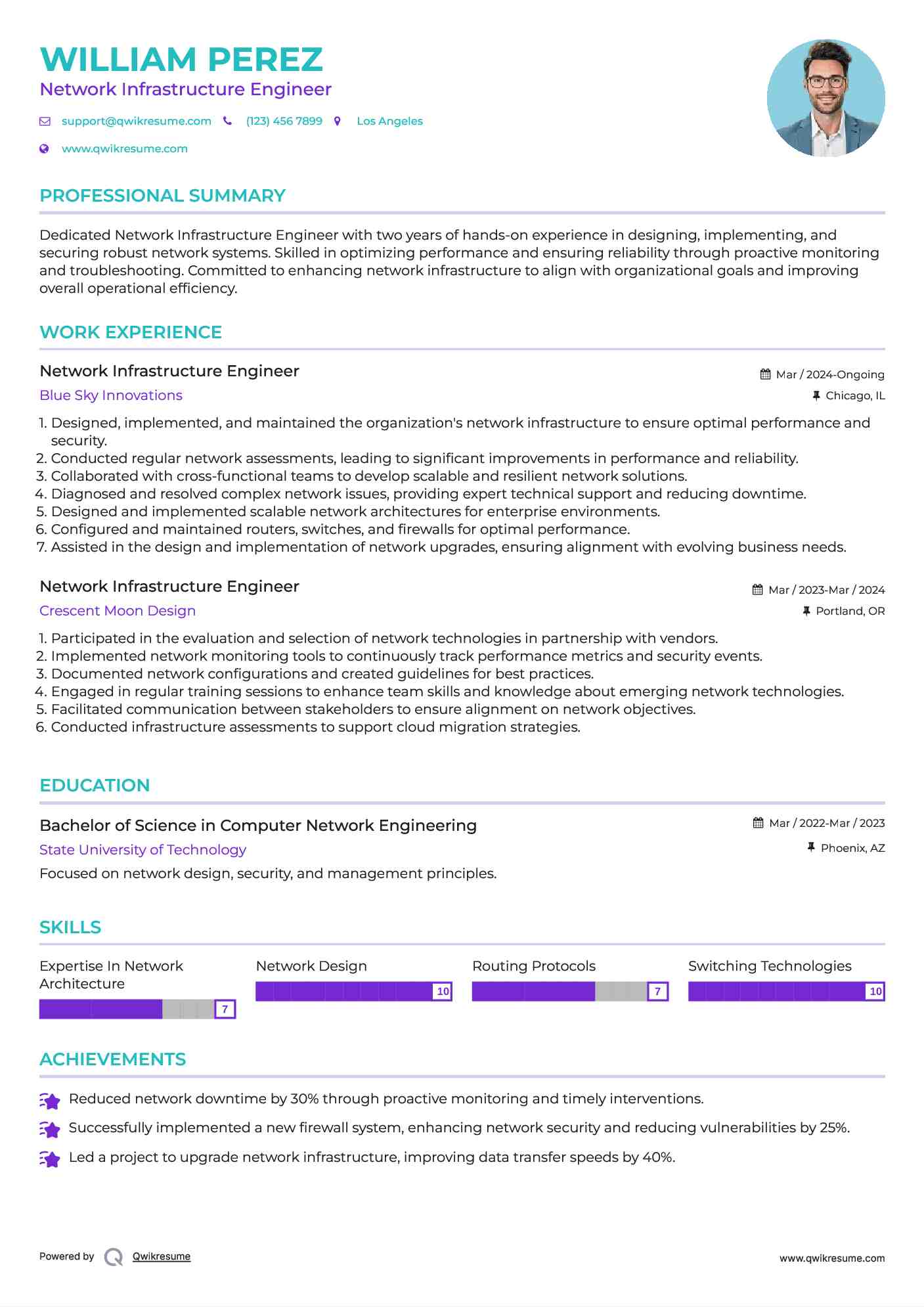 Network Infrastructure Engineer Resume Format