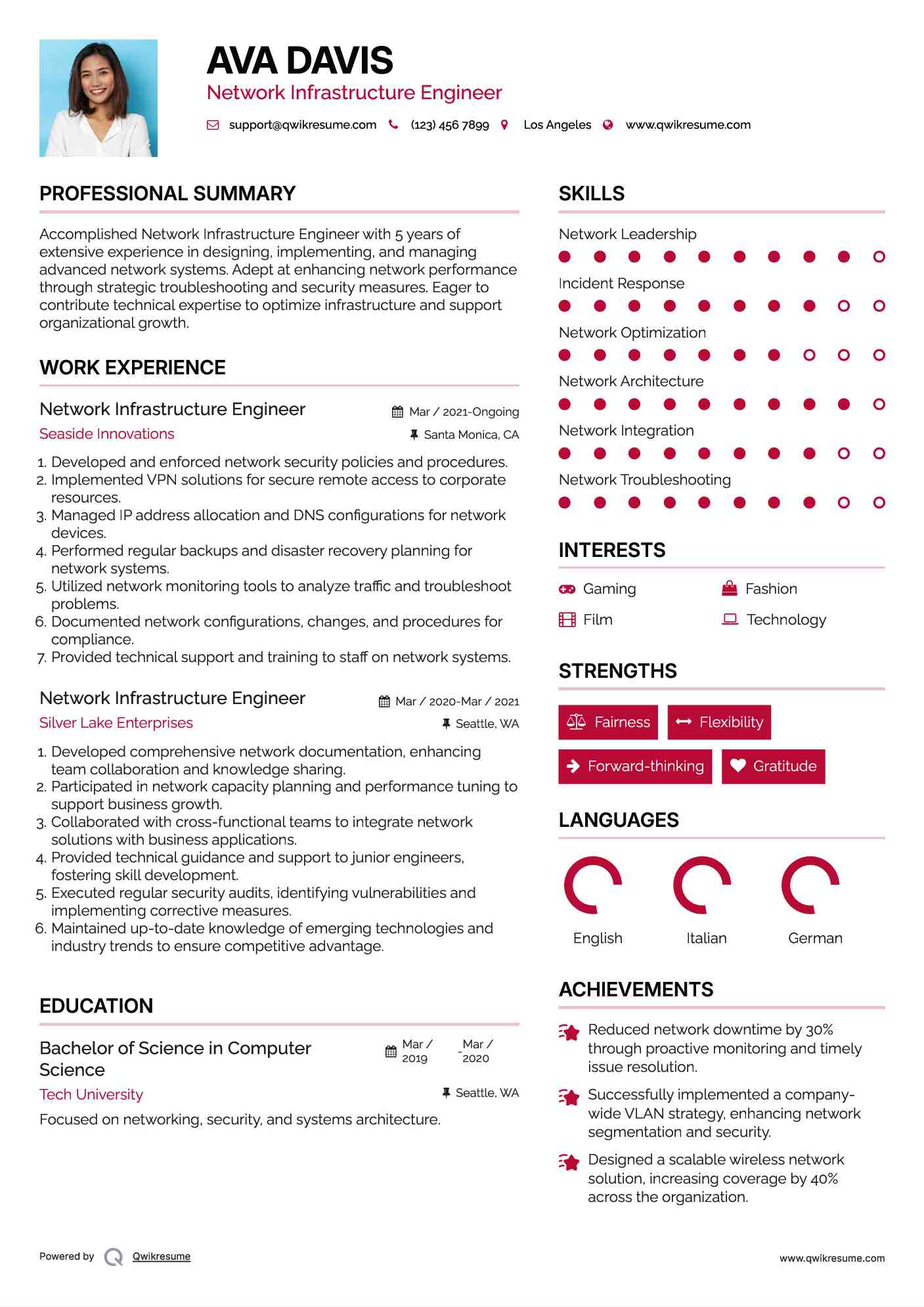 Network Infrastructure Engineer Resume Sample