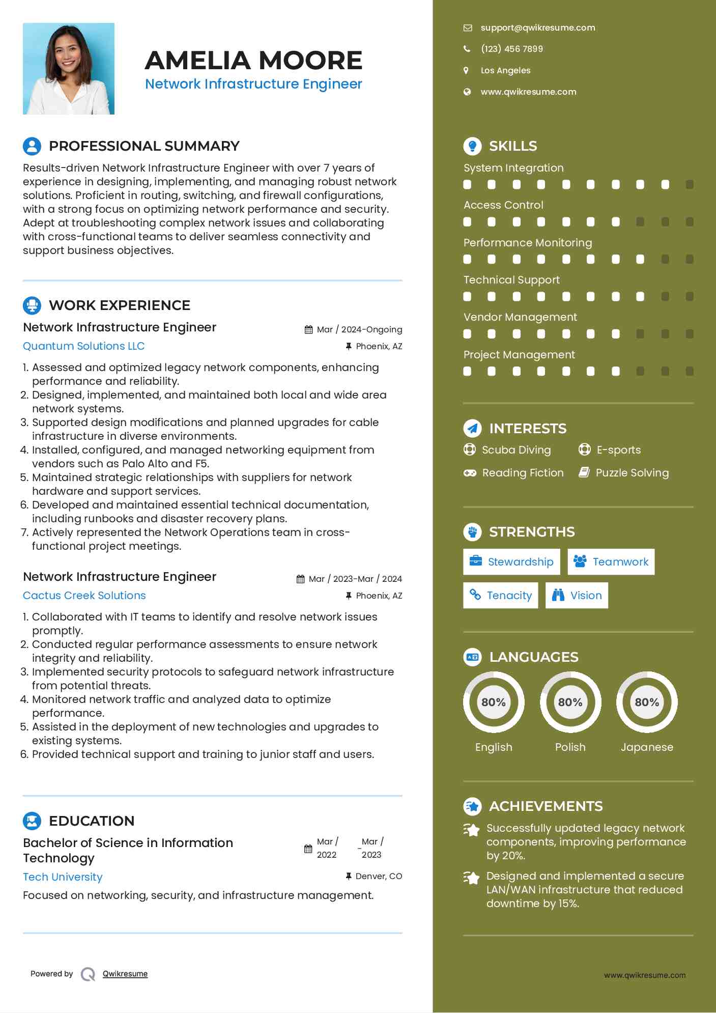 Network Infrastructure Engineer Resume Sample