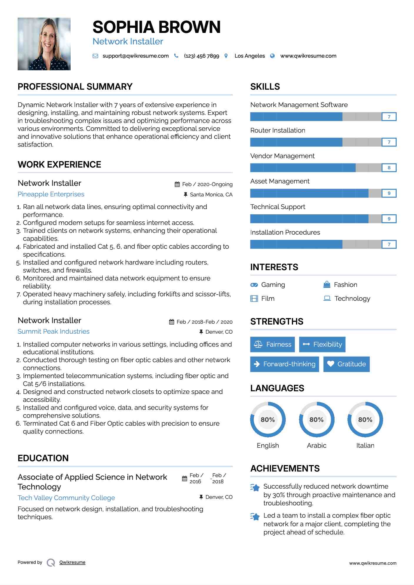 Network Installer Resume Template