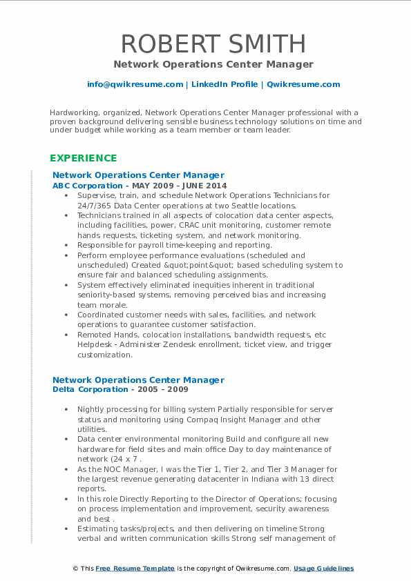 network-operations-center-manager-resume-samples-qwikresume