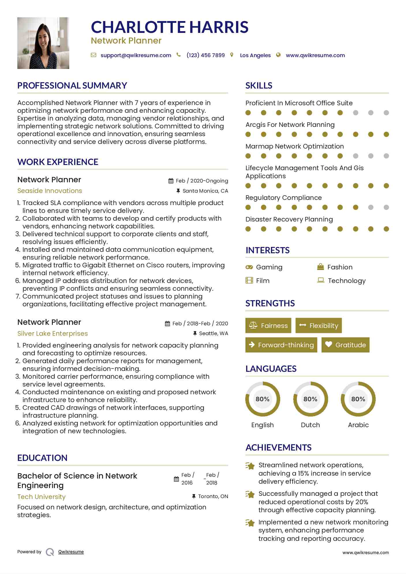 Network Planner Resume Samples QwikResume