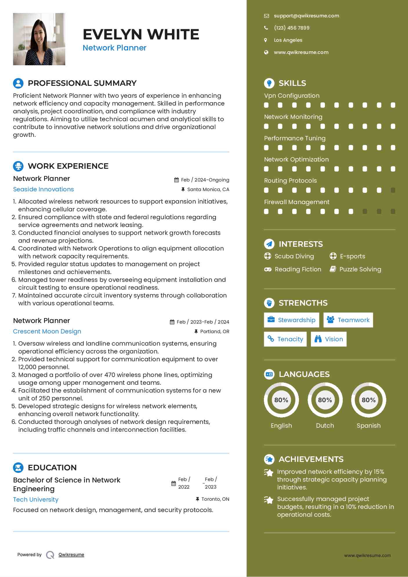 Network Planner Resume Template