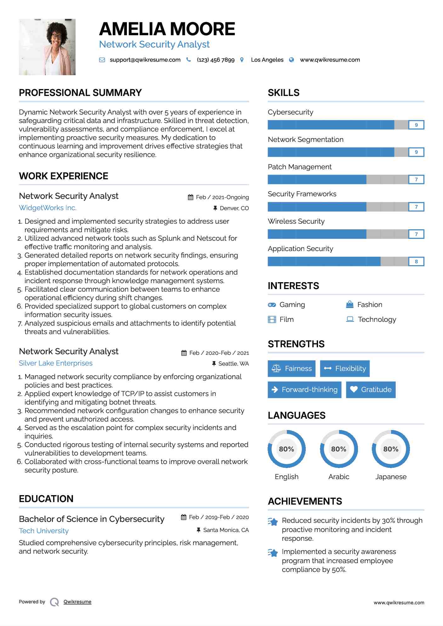 Network Security Analyst Resume Example
