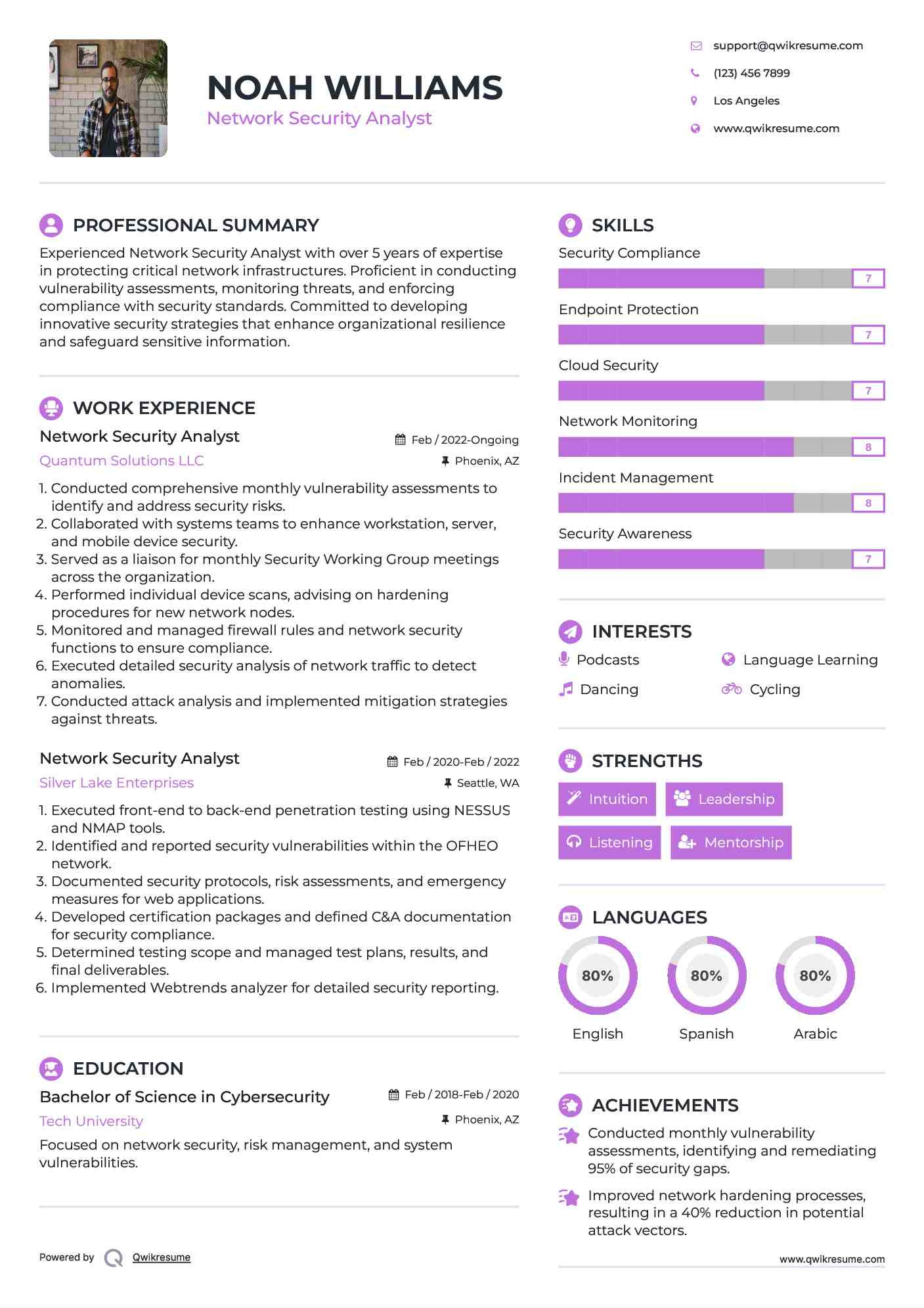 Network Security Analyst Resume Model