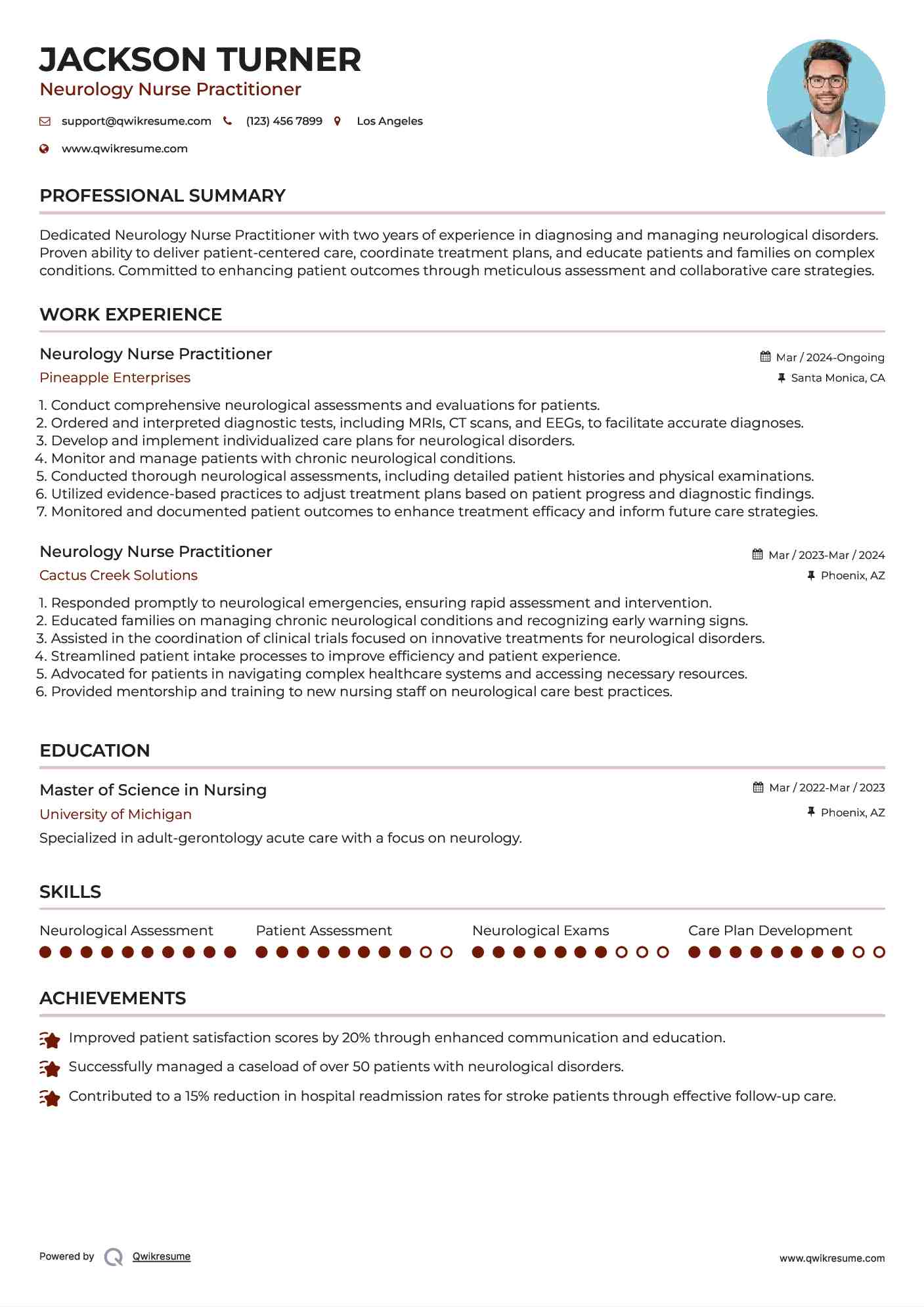 Neurology Nurse Practitioner Resume Template