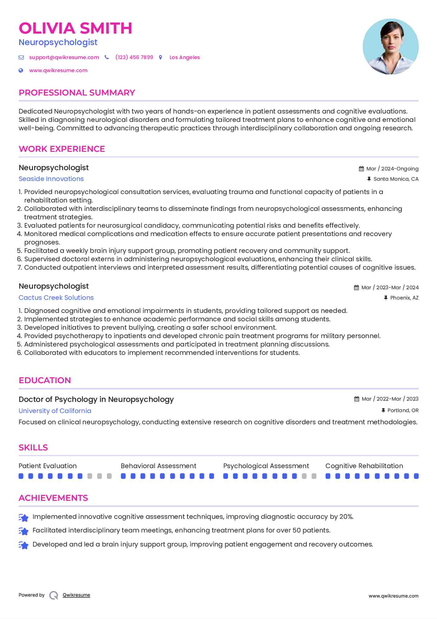 Neuropsychologist Resume Template