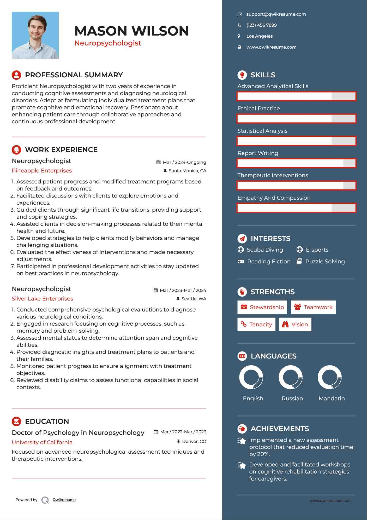 Neuropsychologist Resume Model