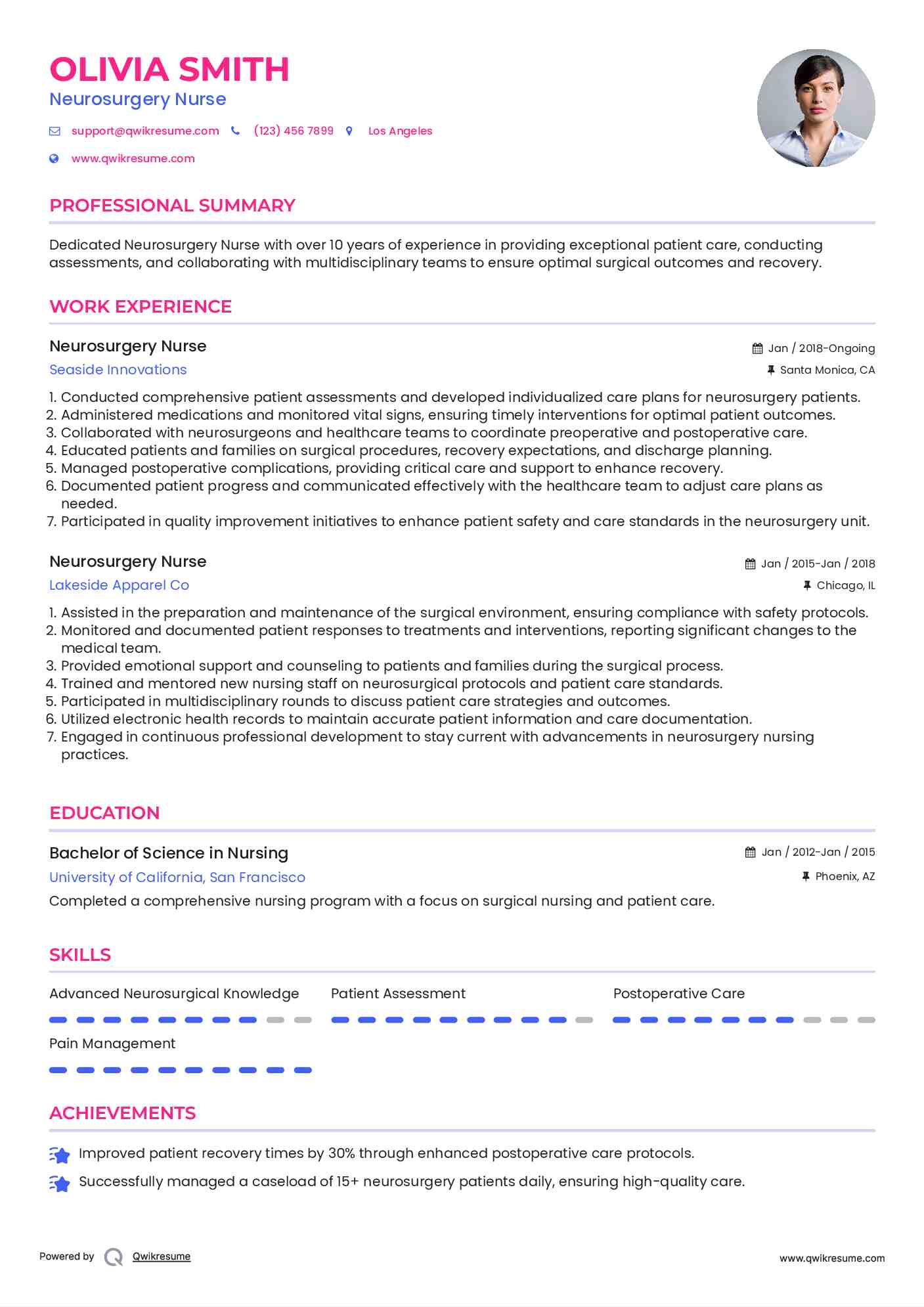Neurosurgery Nurse Resume Template