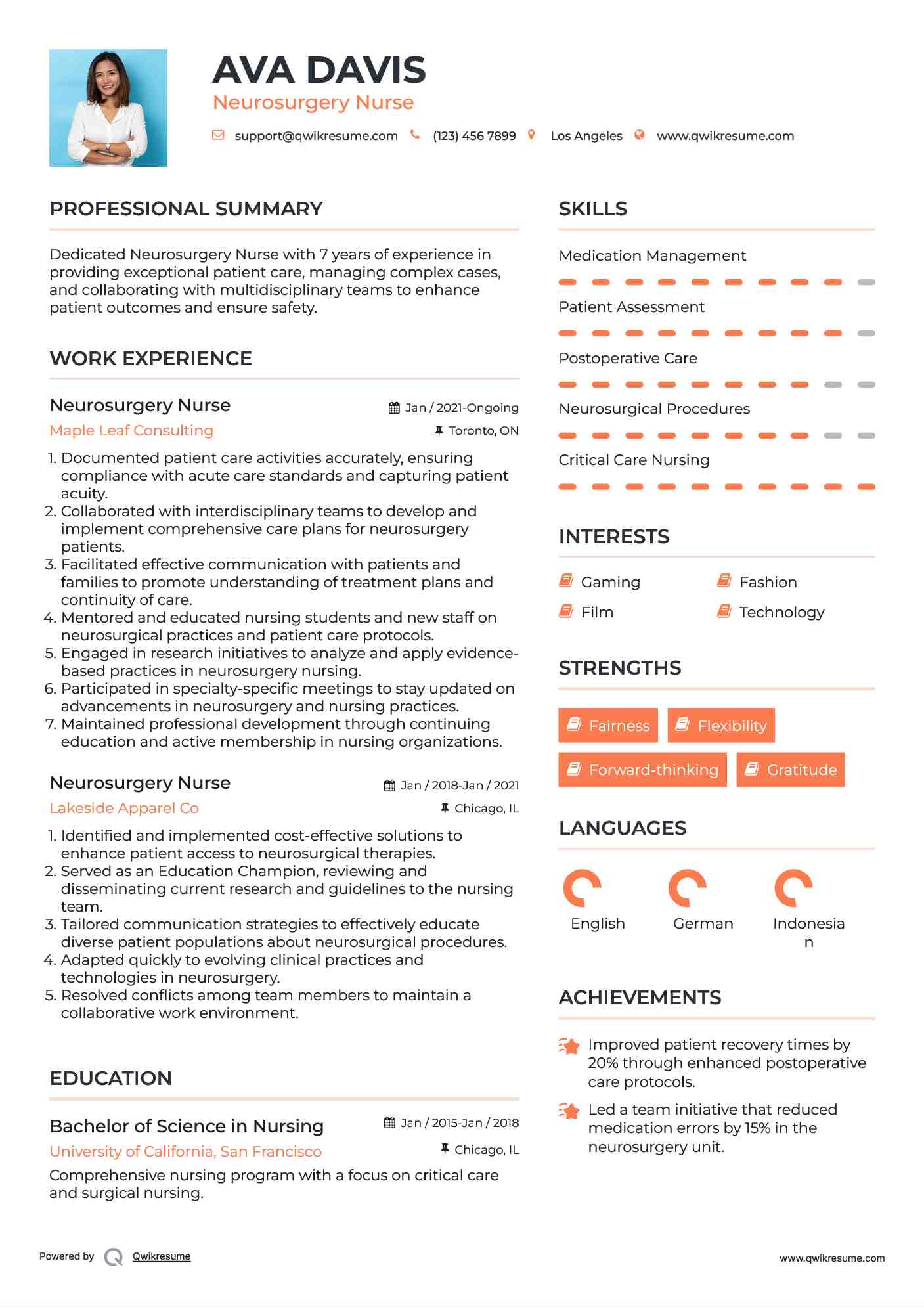 Neurosurgery Nurse Resume Template