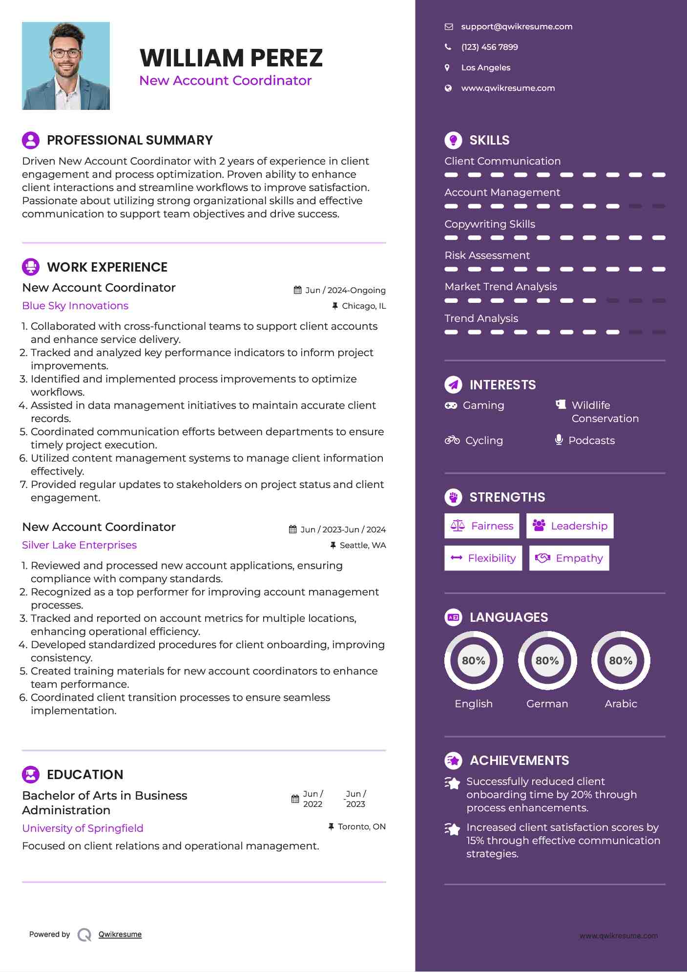 New Account Coordinator Resume Template