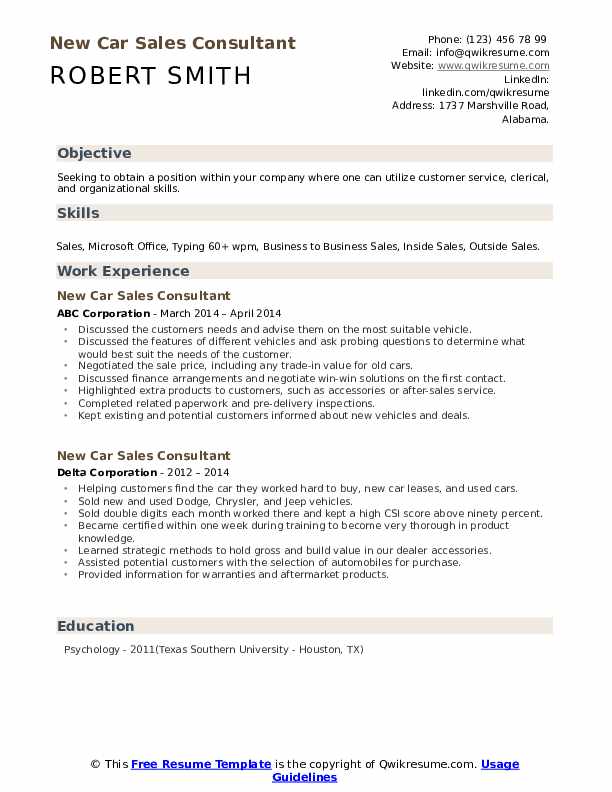 New Car Sales Consultant Resume Samples QwikResume