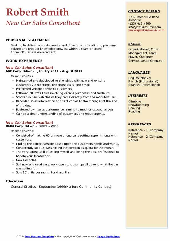 New Car Sales Consultant Resume Samples QwikResume