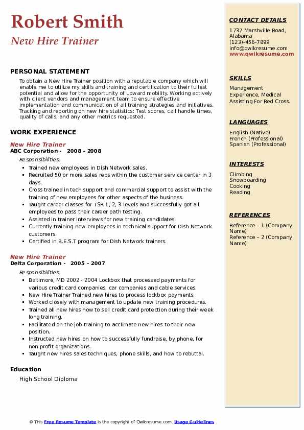 New Hire Trainer Resume Samples - New Hire Trainer 1661318943 Pdf