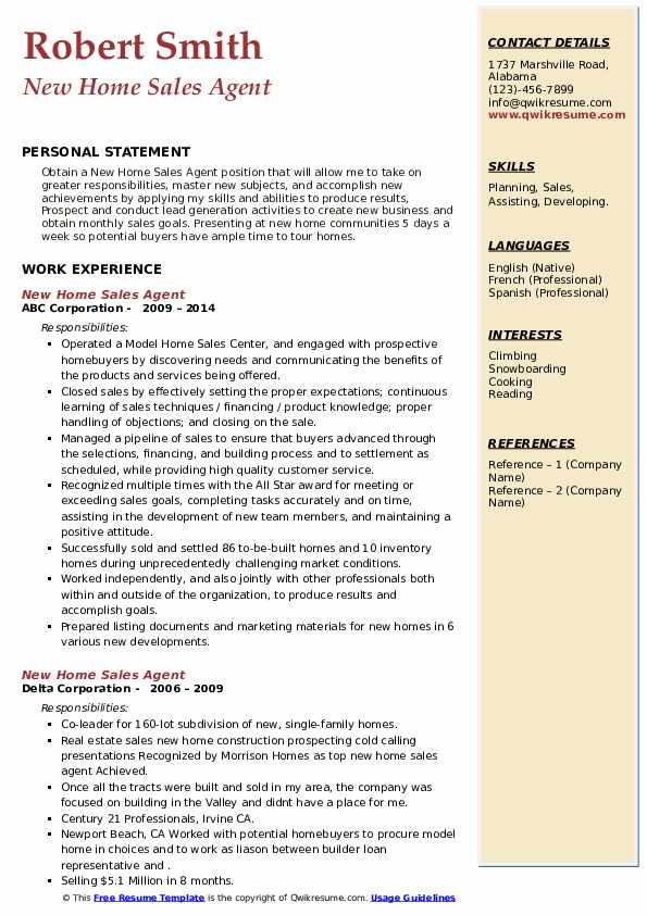 New Home Sales Agent Resume Samples QwikResume