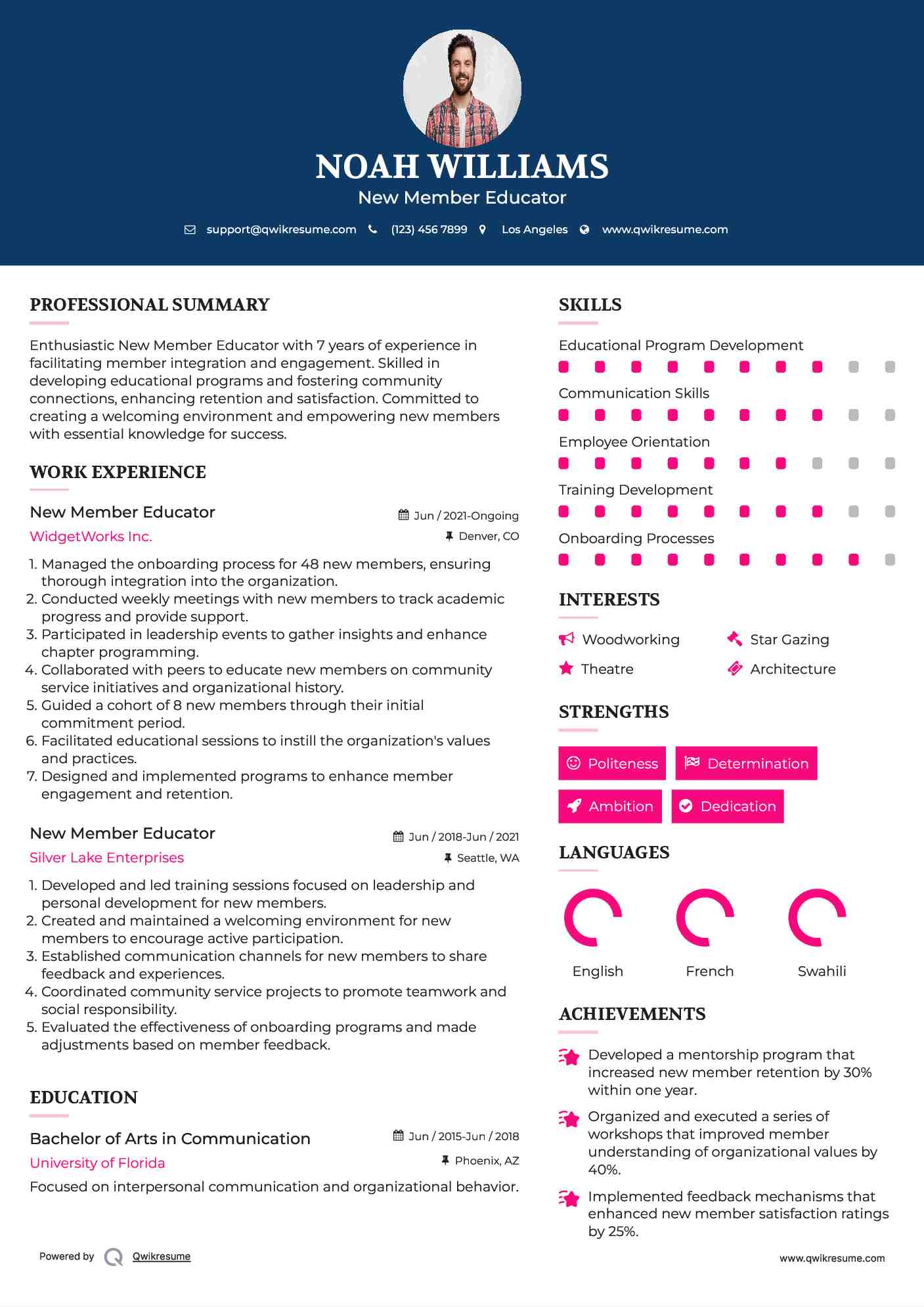 New Member Educator Resume Template