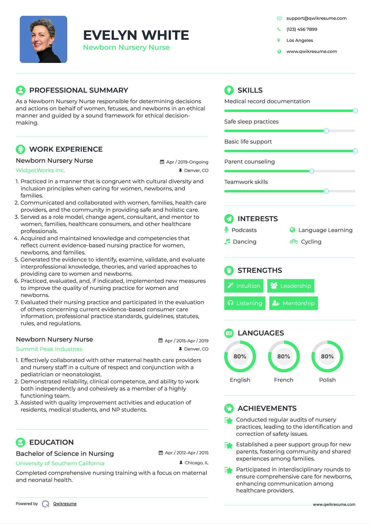 Newborn Nursery Nurse Resume Format