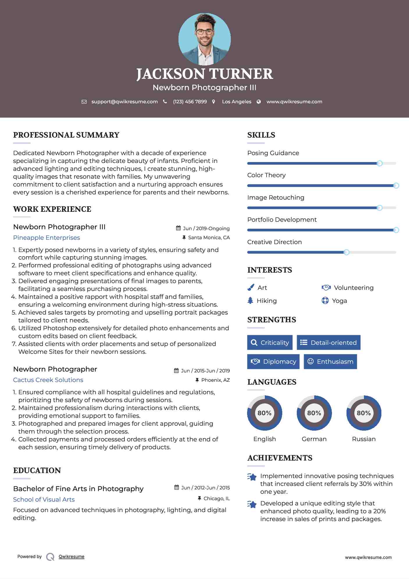 Newborn Photographer III Resume Example